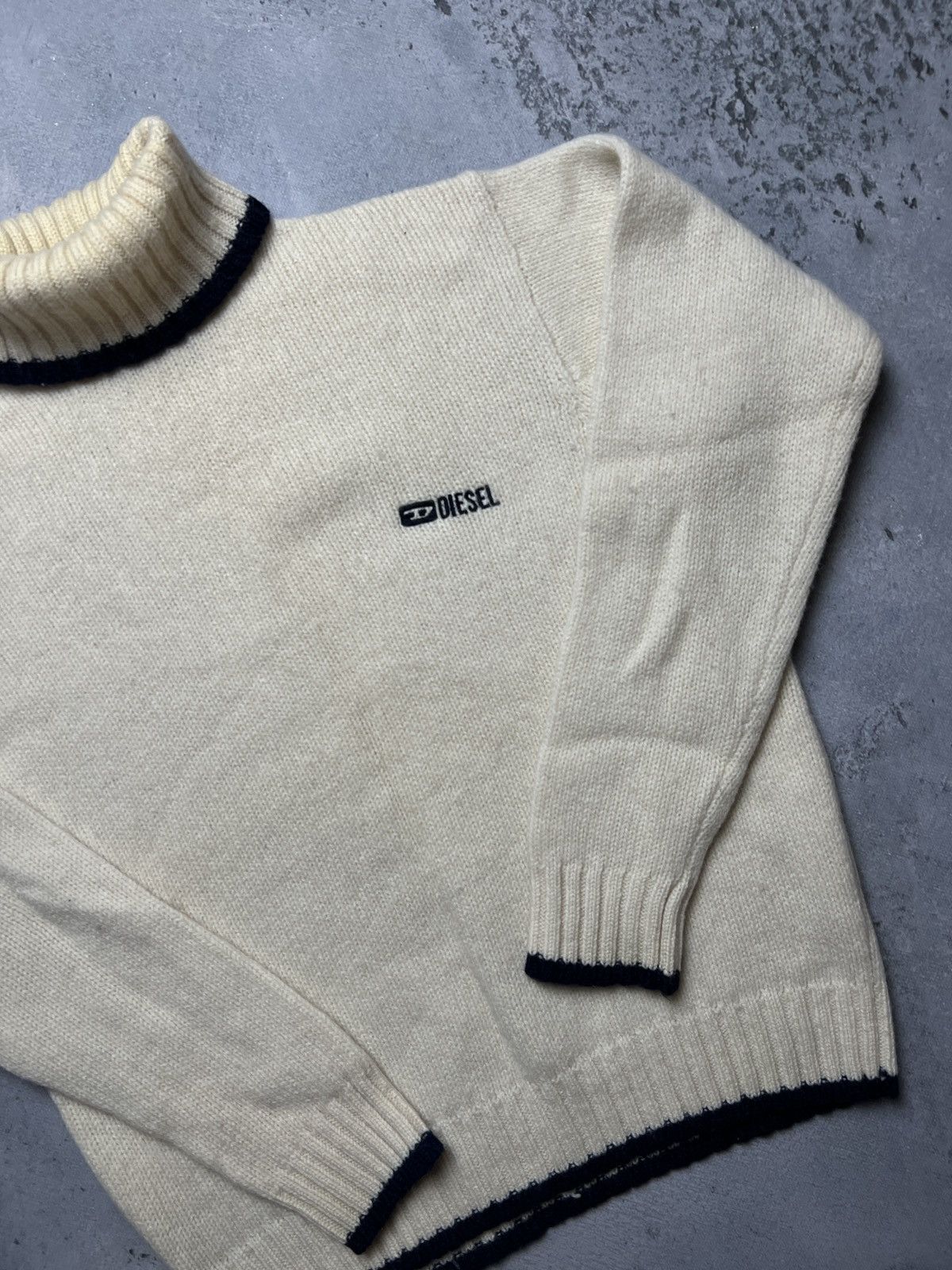 Diesel Diesel Vintage Distressed Knitwear Cream Wool Sweater 90's Size L / US 10 / IT 46 - 4 Thumbnail