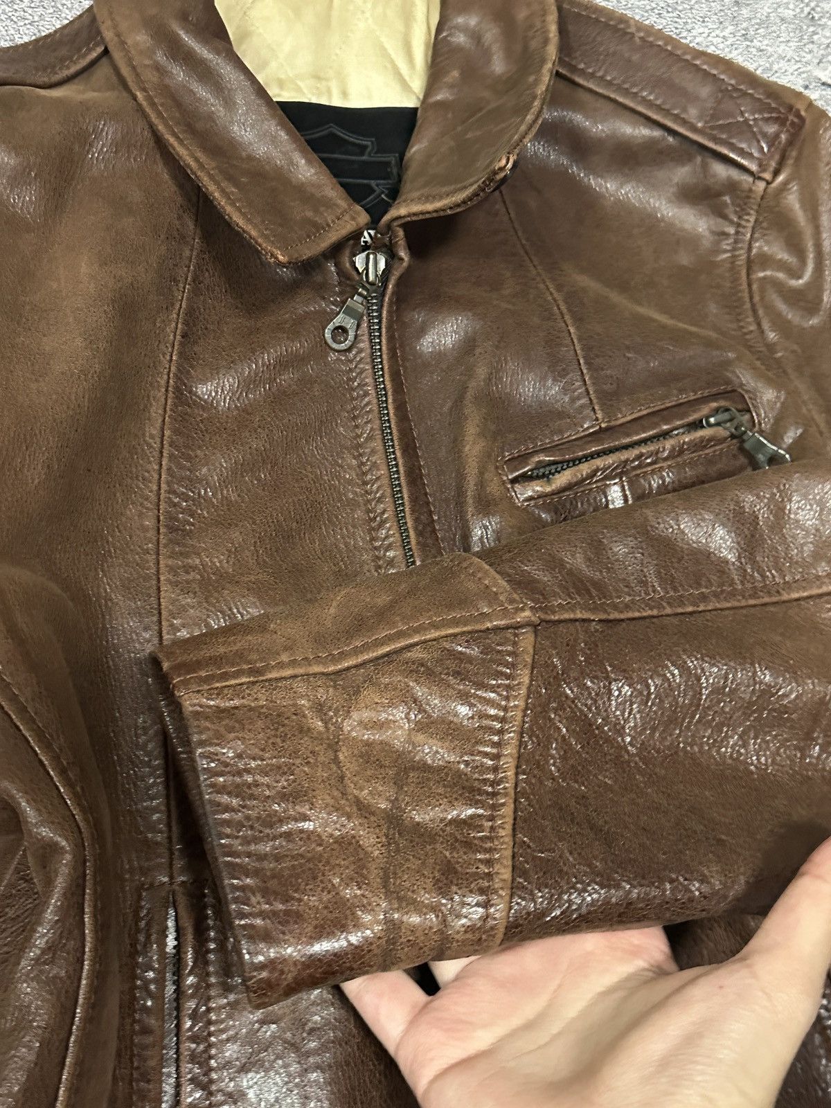 Harley Davidson Vintage Harley Davidson Heavy Leather Biker Jacket Brown L Size US L / EU 52-54 / 3 - 19 Thumbnail