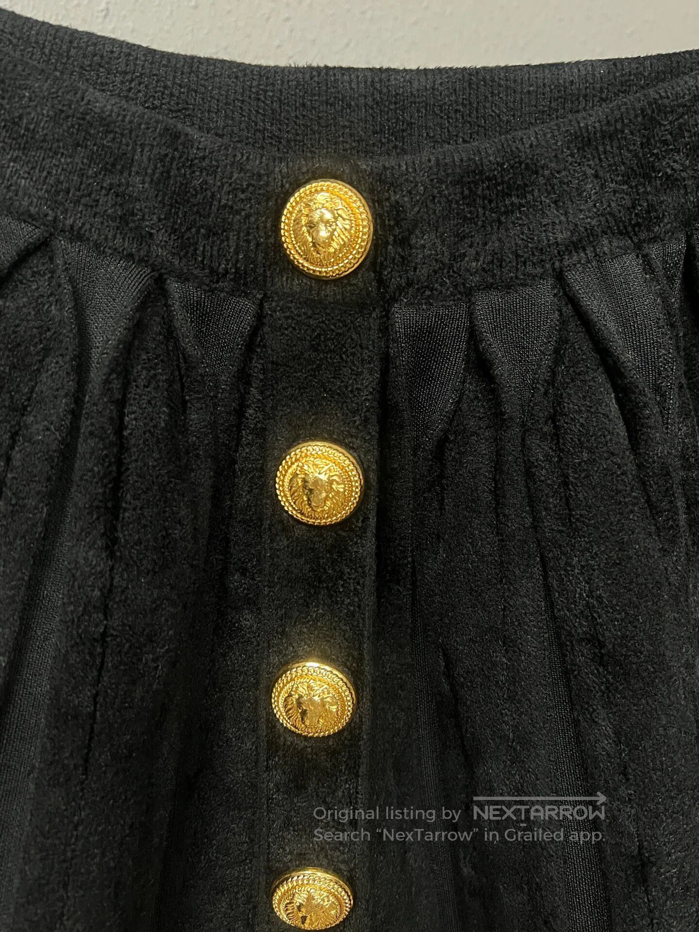 Balmain BALMAIN Velvet Skirt with Gold Buttons| Size XS / US 0-2 / IT 36-38 - 3 Thumbnail