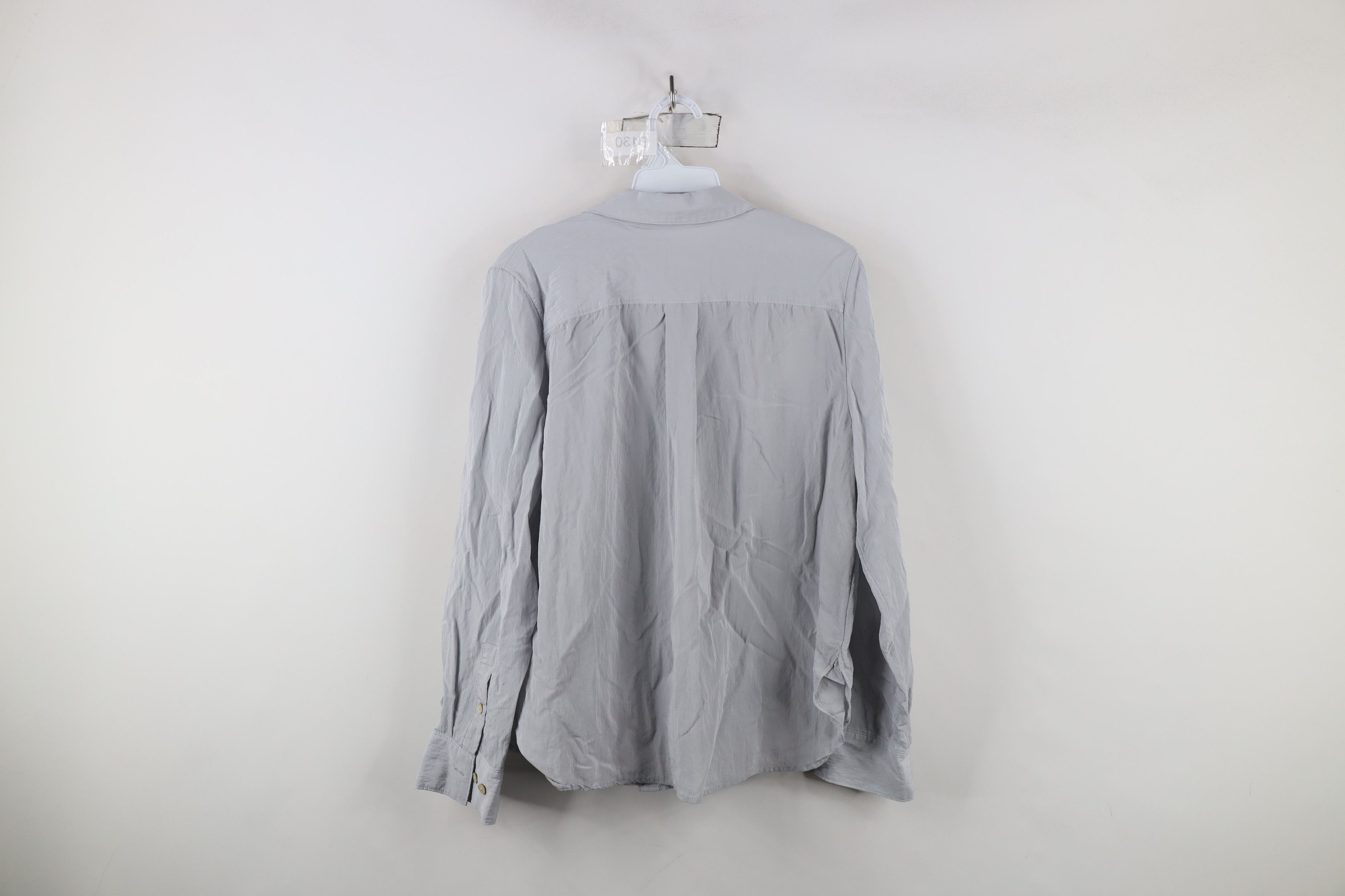 Madewell × Vintage Madewell Crinkled Long Sleeve Collared Button Up Shirt Gray Size XL / US 12-14 / IT 48-50 - 9 Thumbnail