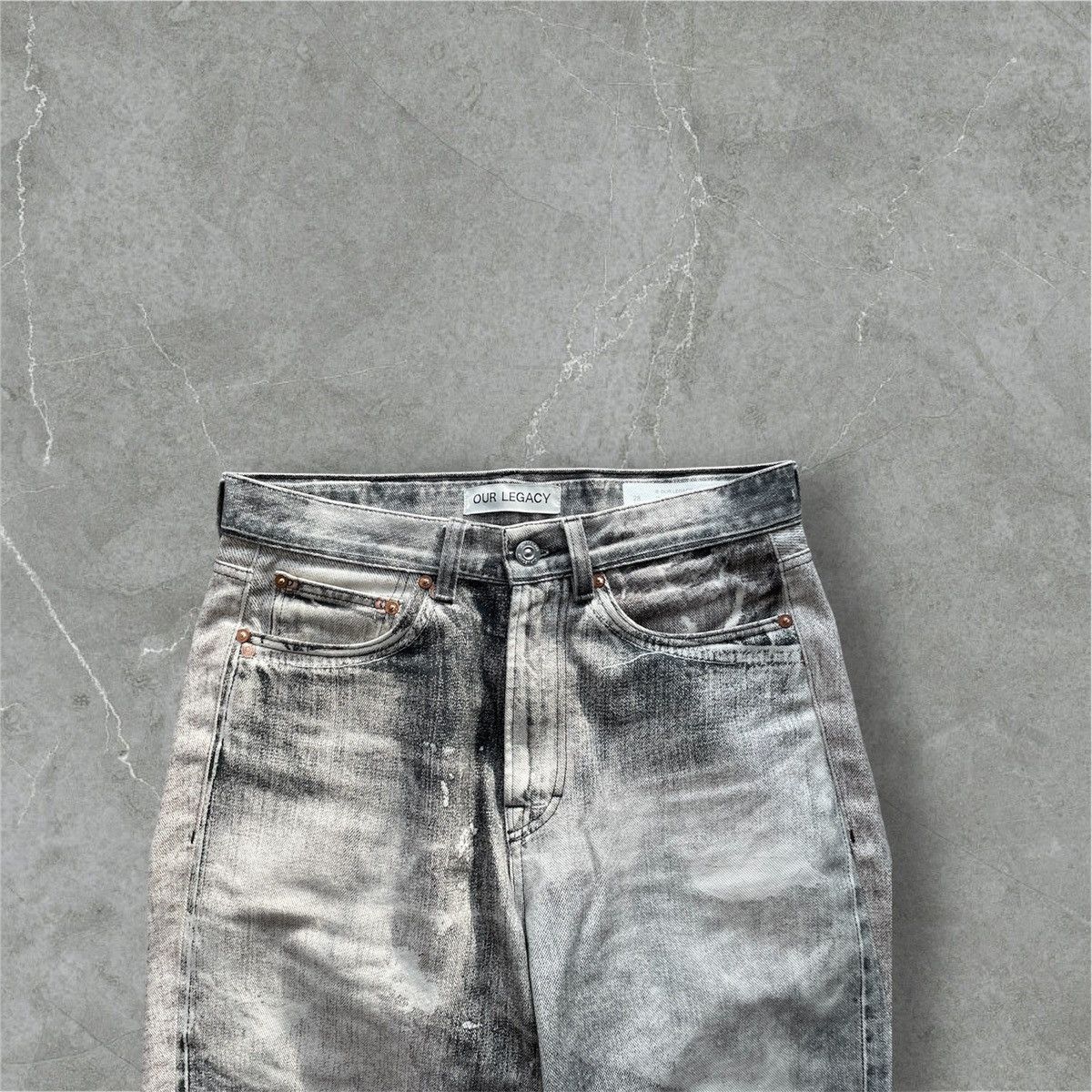 Our Legacy Our Legacy Printed Denim | Size 28 | New | White/Black Size US 28 / EU 44 - 3 Thumbnail