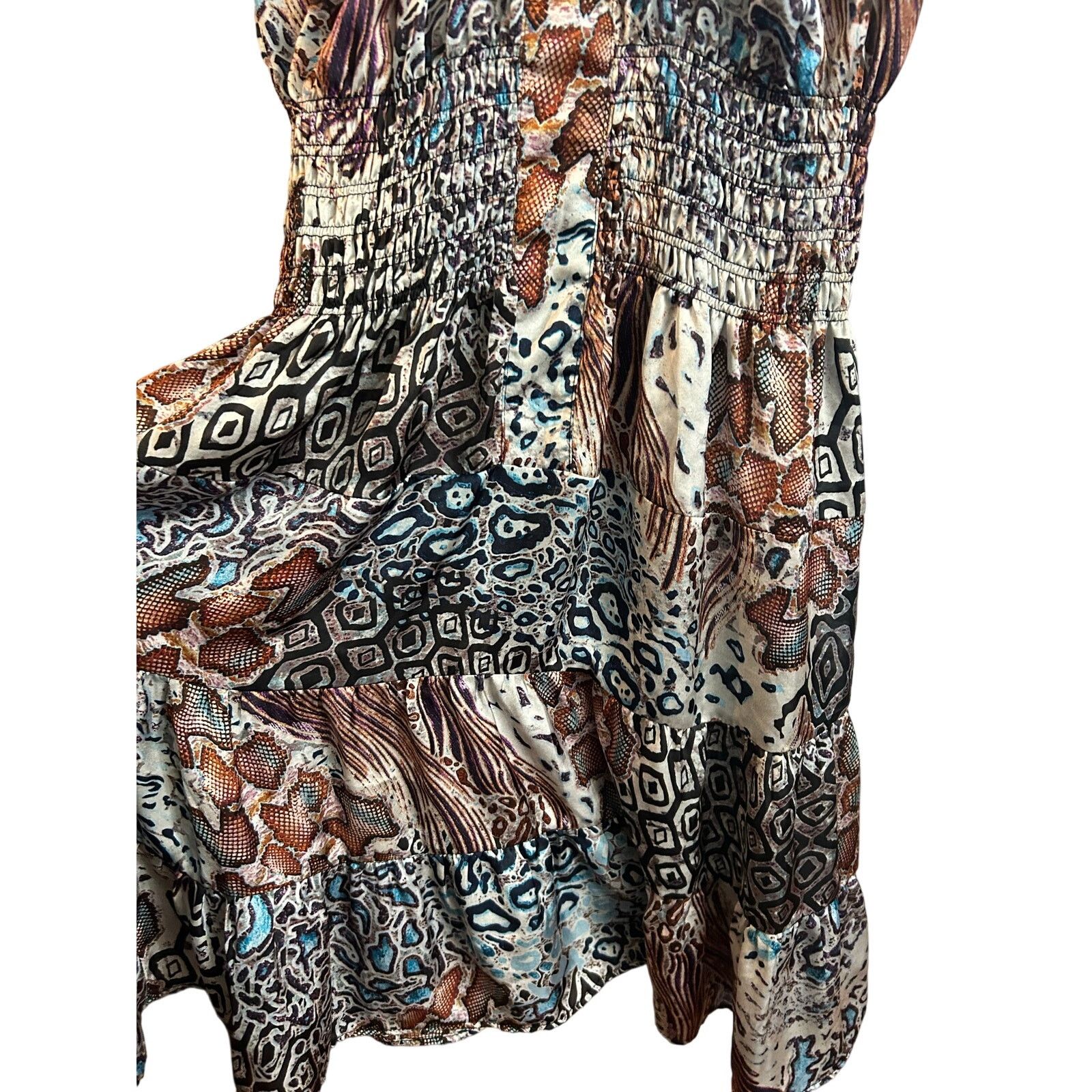 Other Lapis Animal Print Dress Multi M Y2K Patchwork Smocked Size M / US 6-8 / IT 42-44 - 9 Thumbnail