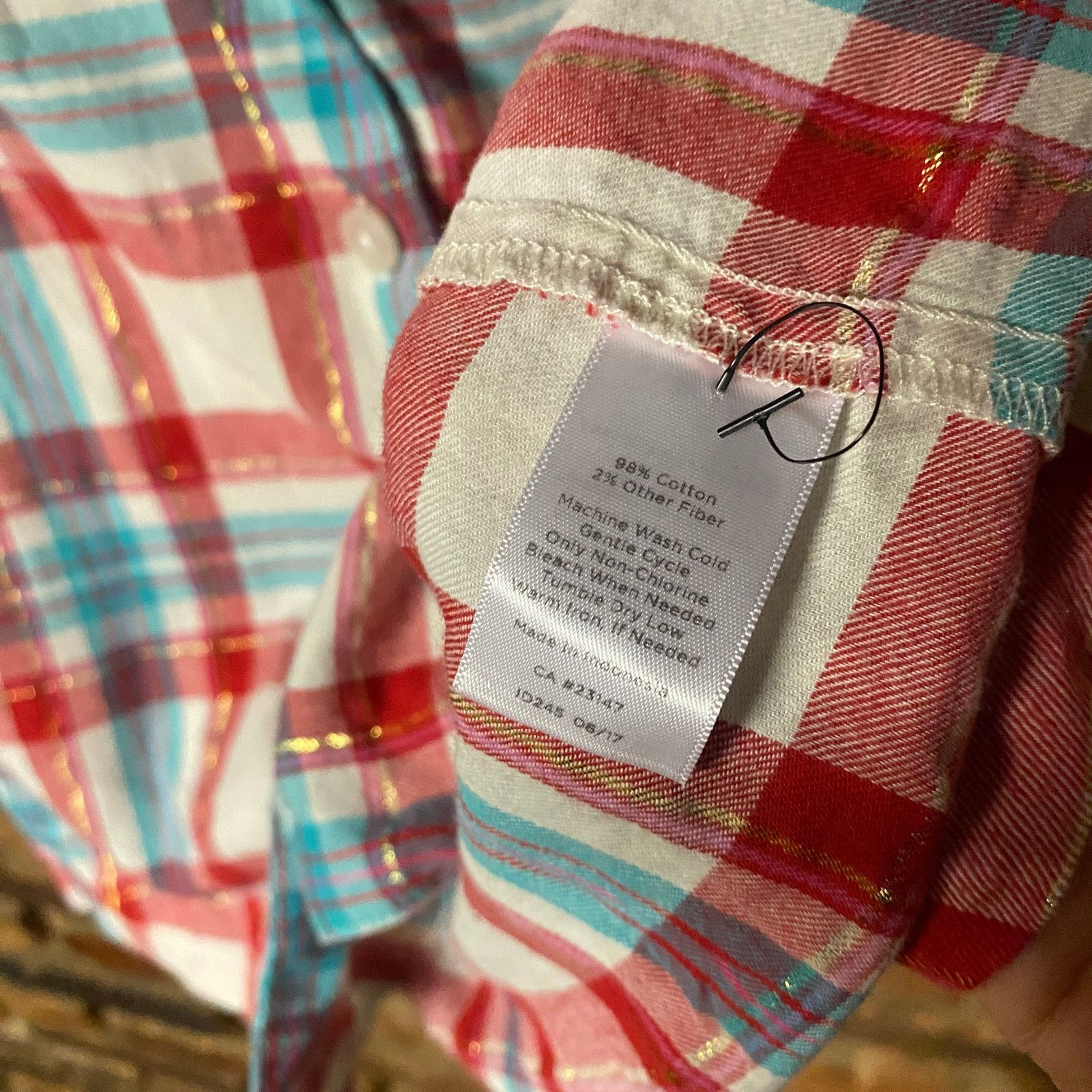 Other Talbots White Blue Red Gold Plaid Button Down Shirt Small Size S / US 4 / IT 40 - 5 Thumbnail