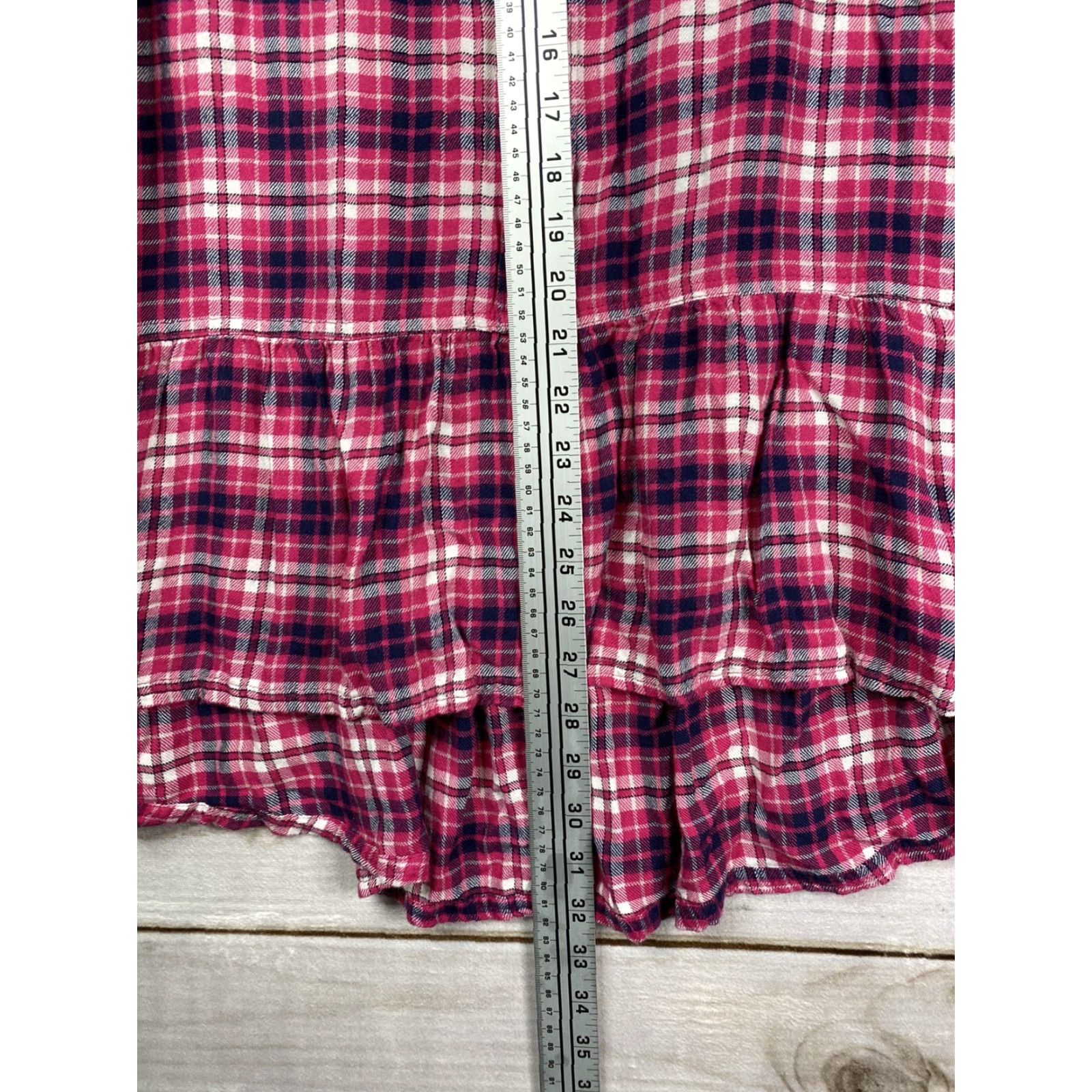Vintage Lane Bryant Top Womens 14 Pink Plaid Rayon Flannel Button-Up Shirt Long Sleeve Collared Heather Pink Womens 14 Lane Bryant Size XL / US 12-14 / IT 48-50 - 5 Thumbnail