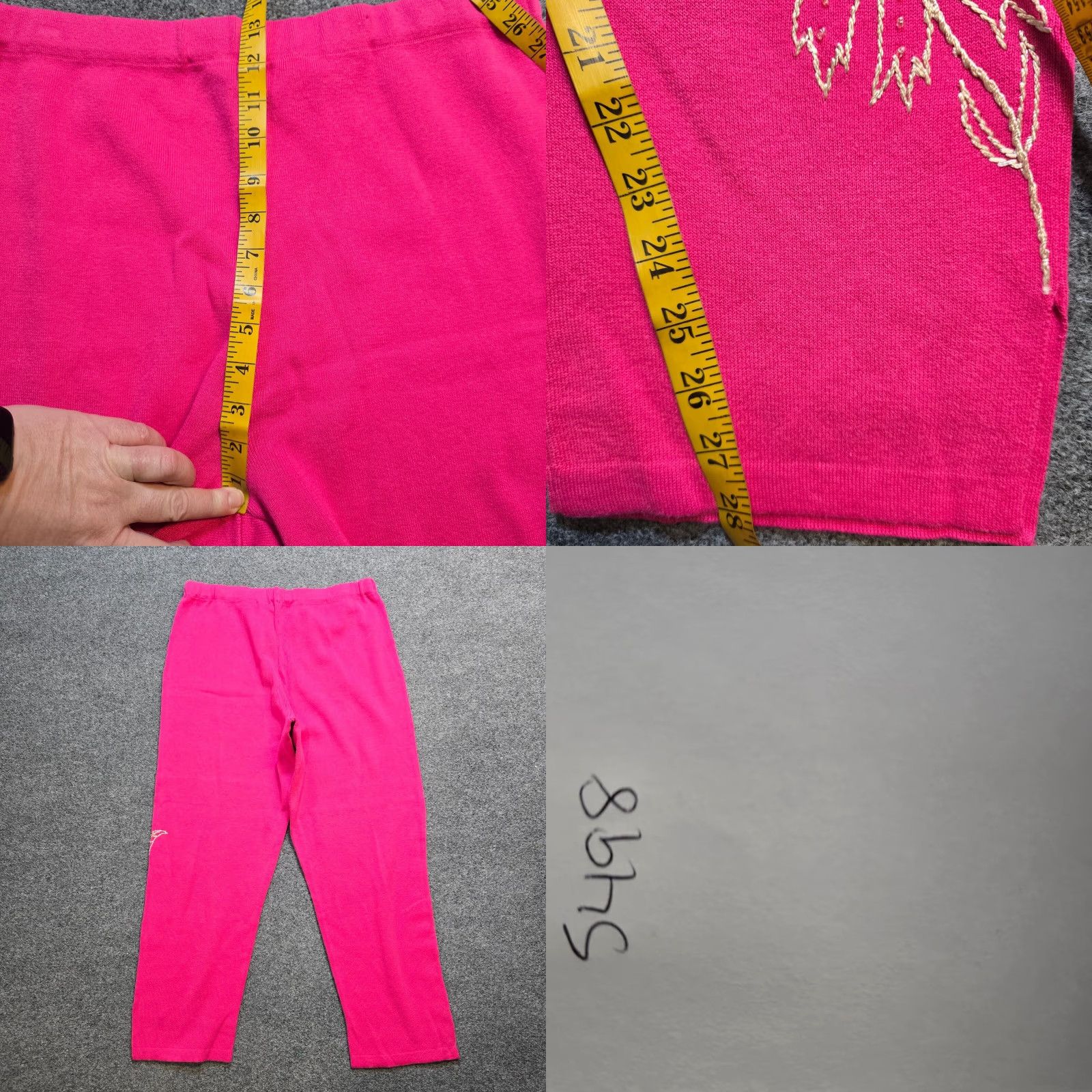 Vintage VINTAGE Storybook Knits Sweatpants Womens Size Large Pink Floral Embroidery Ramie Casual Size 36" / US 14 / IT 50 - 8 Thumbnail