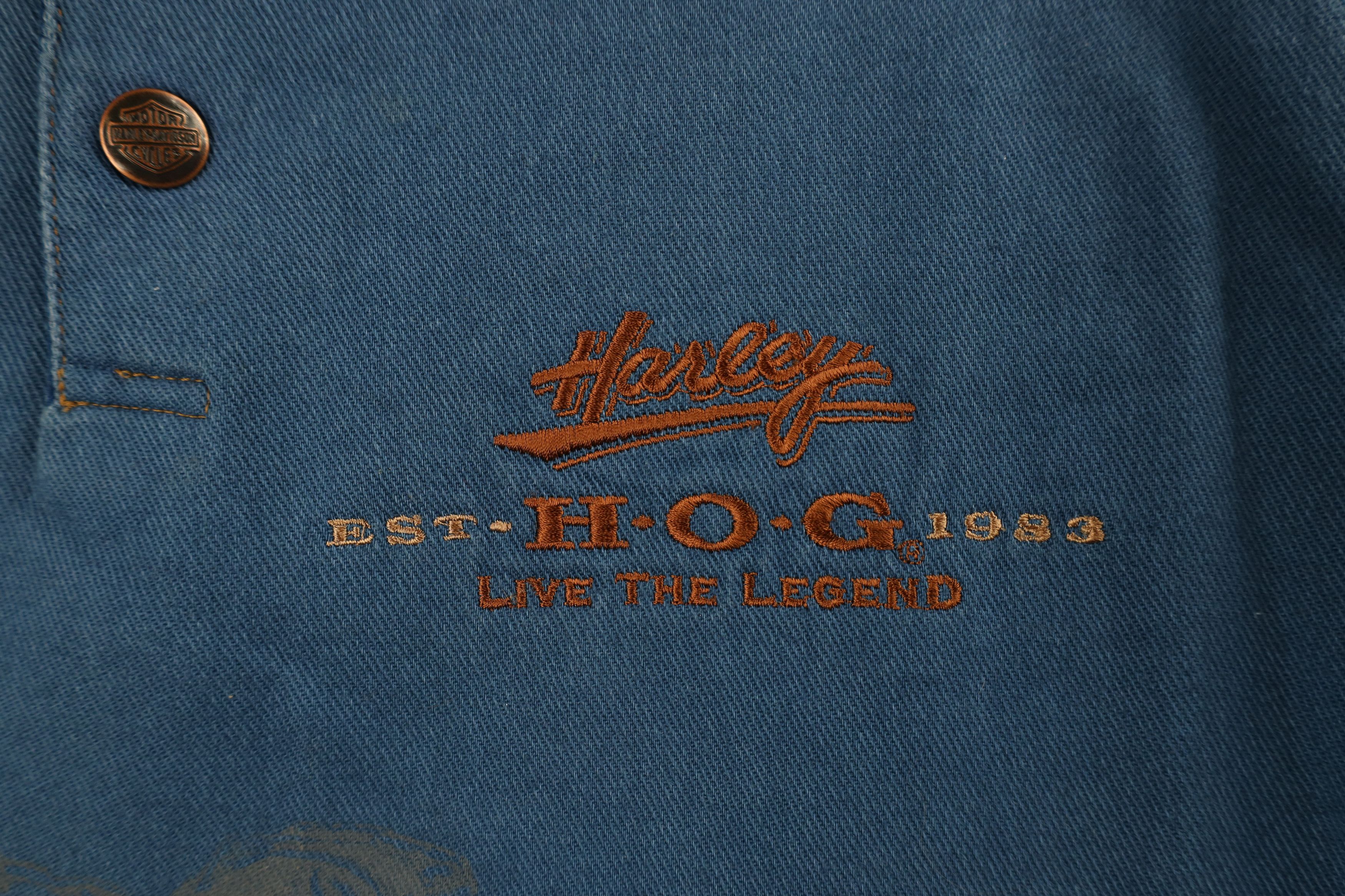 Harley Davidson × Vintage Vintage 90s Harley Davidson Denim Henley Sweatshirt USA Size US L / EU 52-54 / 3 - 4 Thumbnail