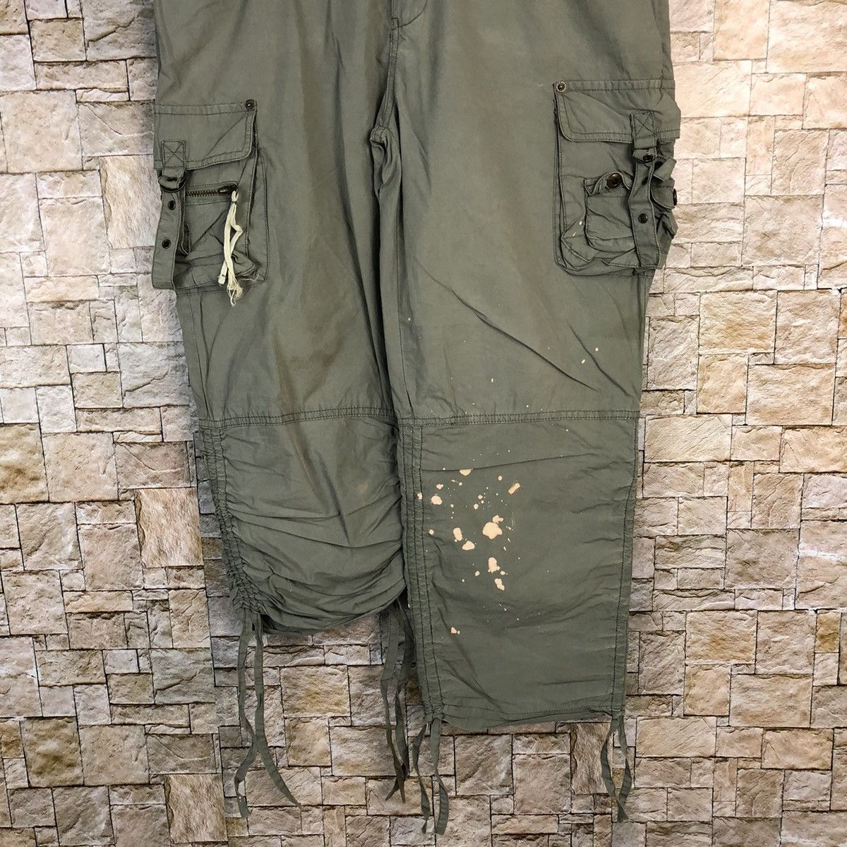Japanese Brand Pinky Girl Green Cropped spring cargo Pants #A743 Size 29" - 3 Thumbnail