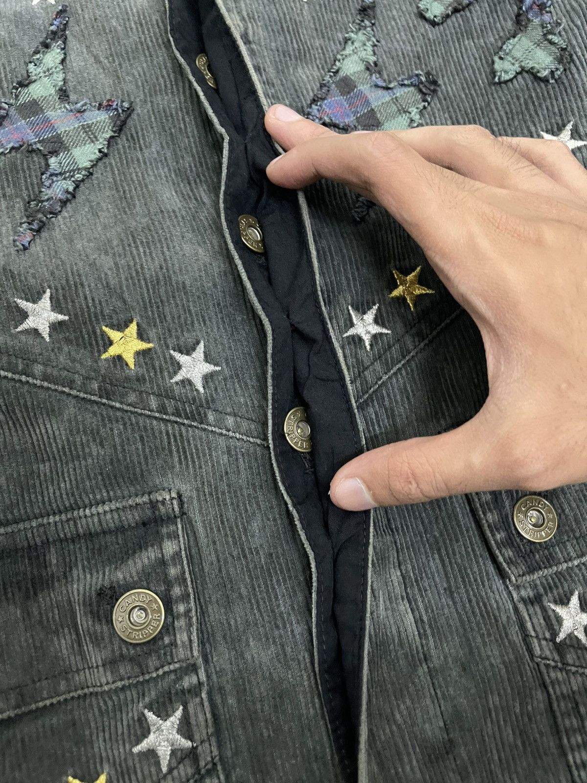 If Six Was Nine Candy Stripper Plaid Skull Patchwork Punk Chore Jacket Size US M / EU 48-50 / 2 - 6 Thumbnail