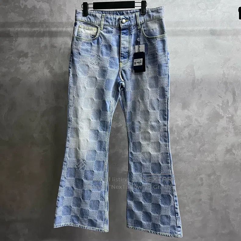 Louis Vuitton Louis Vuitton Blue plaid printed button mid-rise straight Size US 30 / EU 46 - 1 Thumbnail