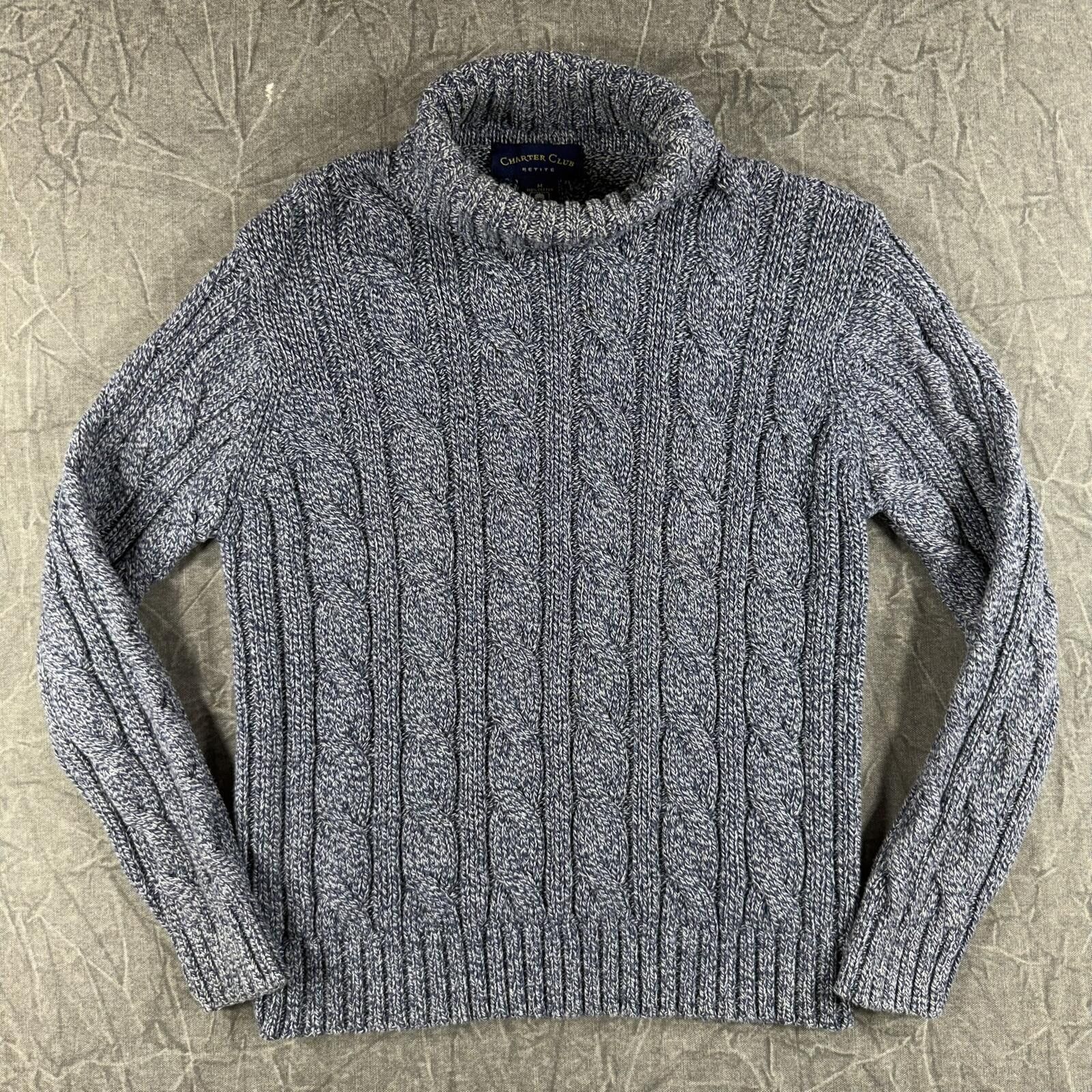 Charter Club Charter Club Sweater Women's M Blue Petite Turtle Neck Knit Size M / US 6-8 / IT 42-44 - 2 Thumbnail
