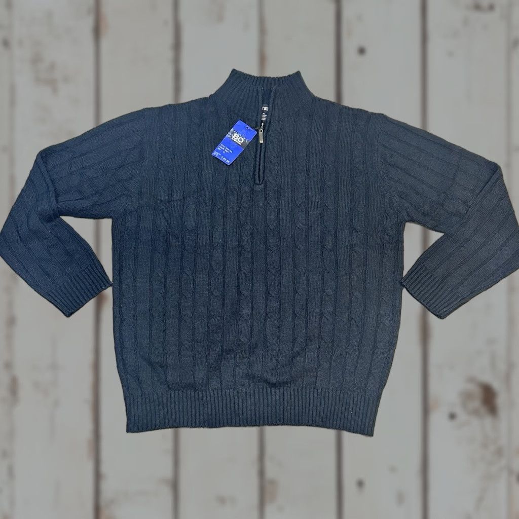 Vintage VINTAGE Blue Ocean Cable Knit 1/4 Zip Navy Sweater Cardigan Men XL Blue Ocean NWT 90s Size US XL / EU 56 / 4 - 1 Thumbnail