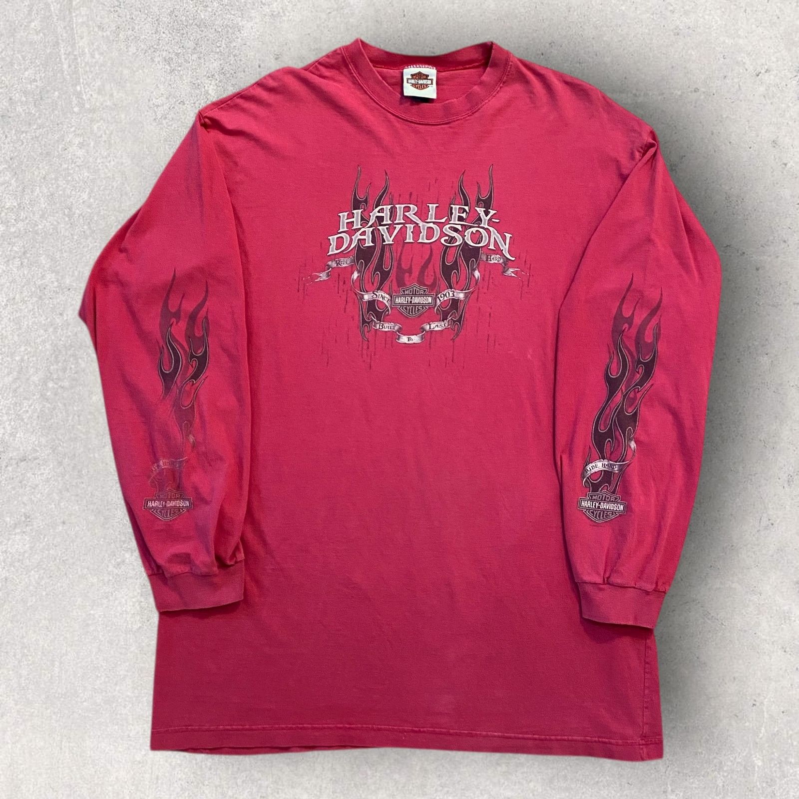 Harley Davidson × Vintage Vintage Harley Davidson Fire Long Sleeve NYC T Shirt Size US XL / EU 56 / 4 - 1 Thumbnail
