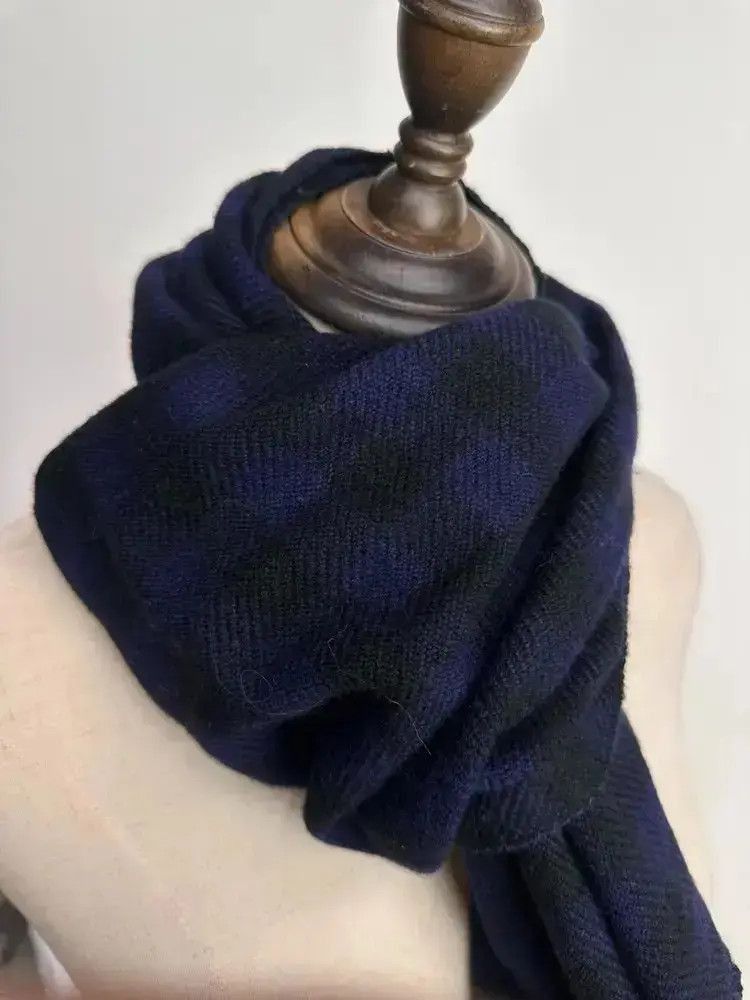 Yohji Yamamoto Yohji Yamamoto Blue & Black Plaid Scarf Size ONE SIZE - 4 Thumbnail