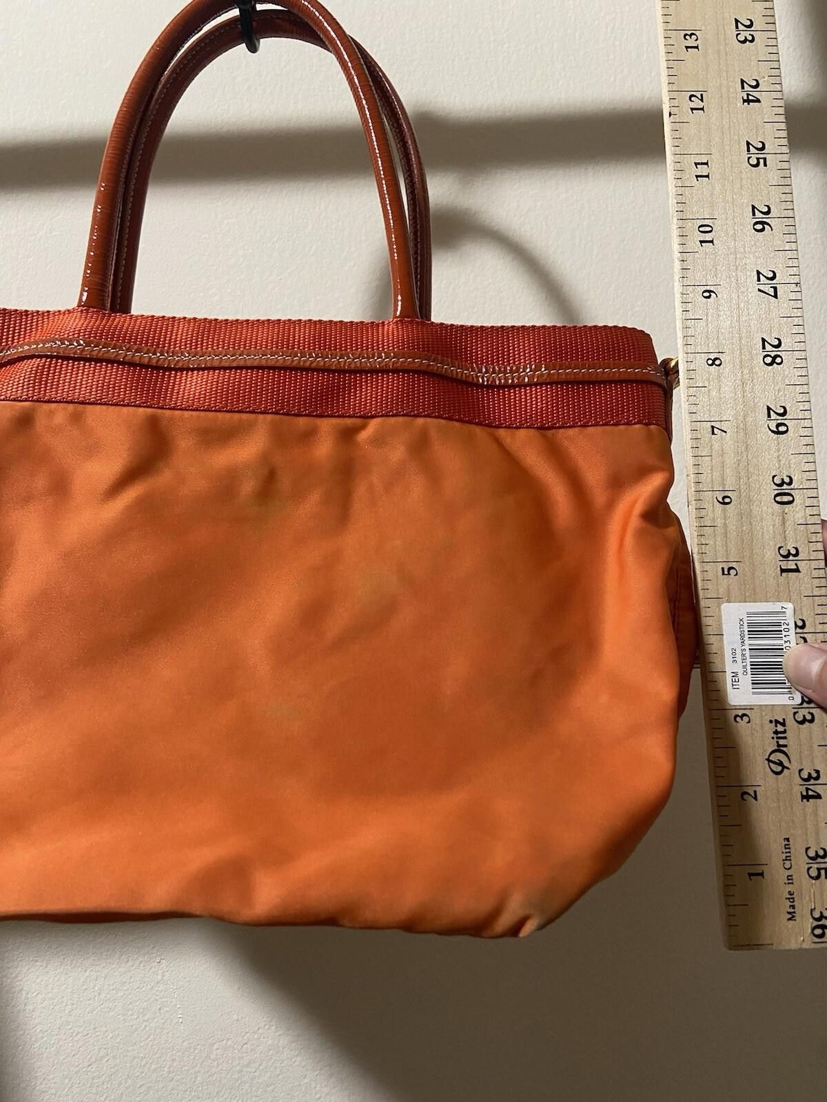 Prada Prada red patent leather orange nylon small hand tote bag Size ONE SIZE - 3 Thumbnail