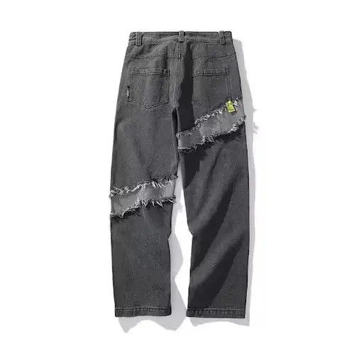 VIBE Asymmetric Patch Baggy Denim Jeans Size US 34 / EU 50 - 2 Thumbnail