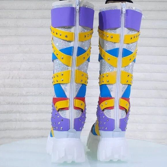 Other Wang Limited Multi Color White Platform Sneaker Knee Boots H Size US 9 / IT 39 - 5 Thumbnail
