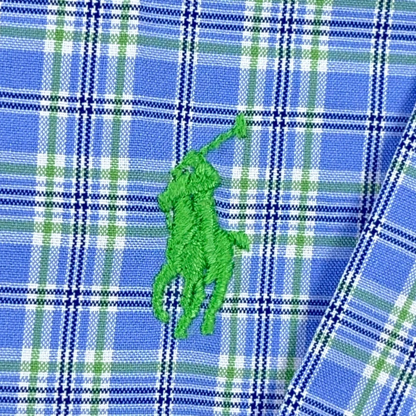 Ralph Lauren Ralph Lauren Classic Fit Button-Up Shirt Men Large Blue Green Plaid Cotton Short Sleeve Size US L / EU 52-54 / 3 - 3 Thumbnail