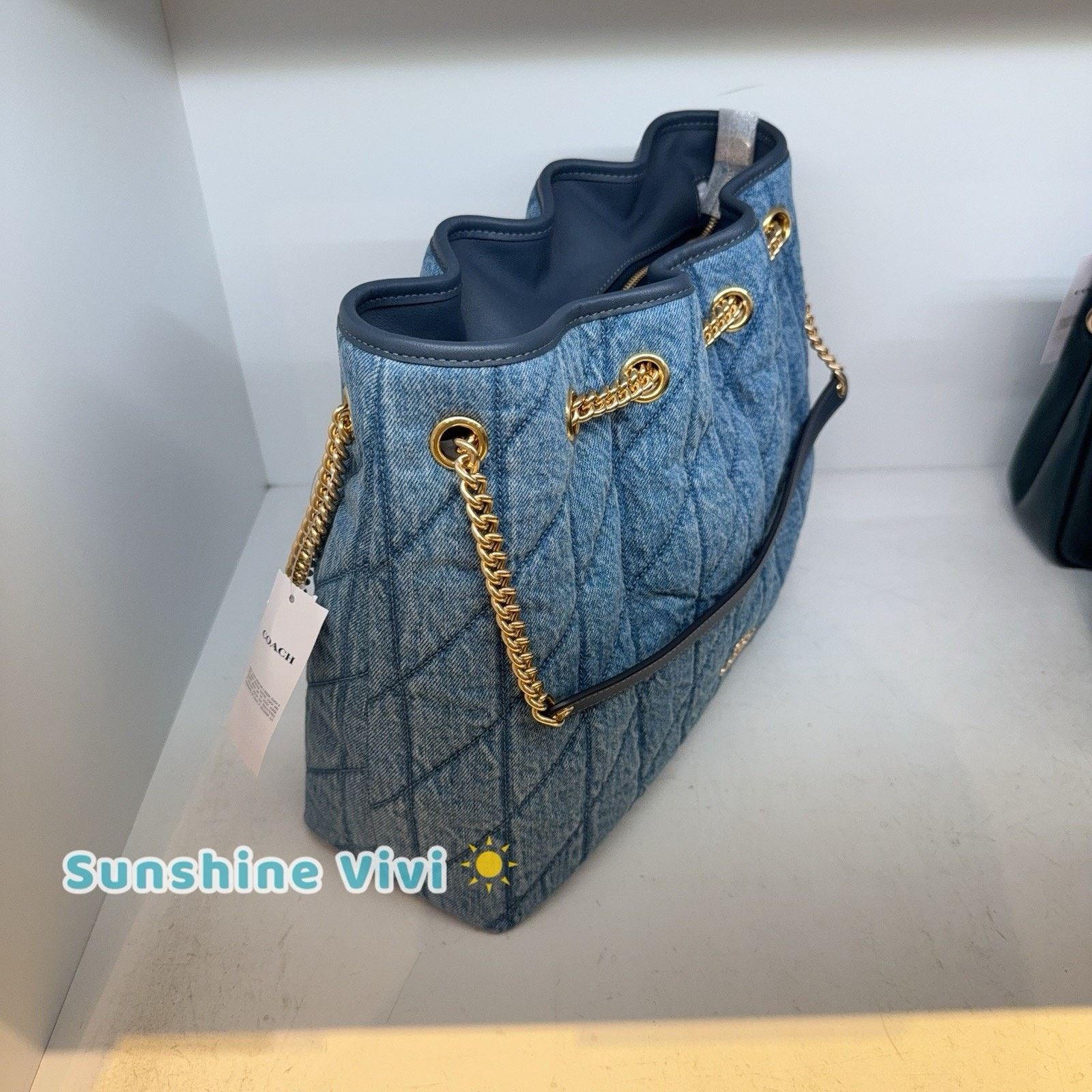 Coach NWT Coach Evelyn Shoulder Bag Quilting CDC02 Indigo Size ONE SIZE - 2 Thumbnail