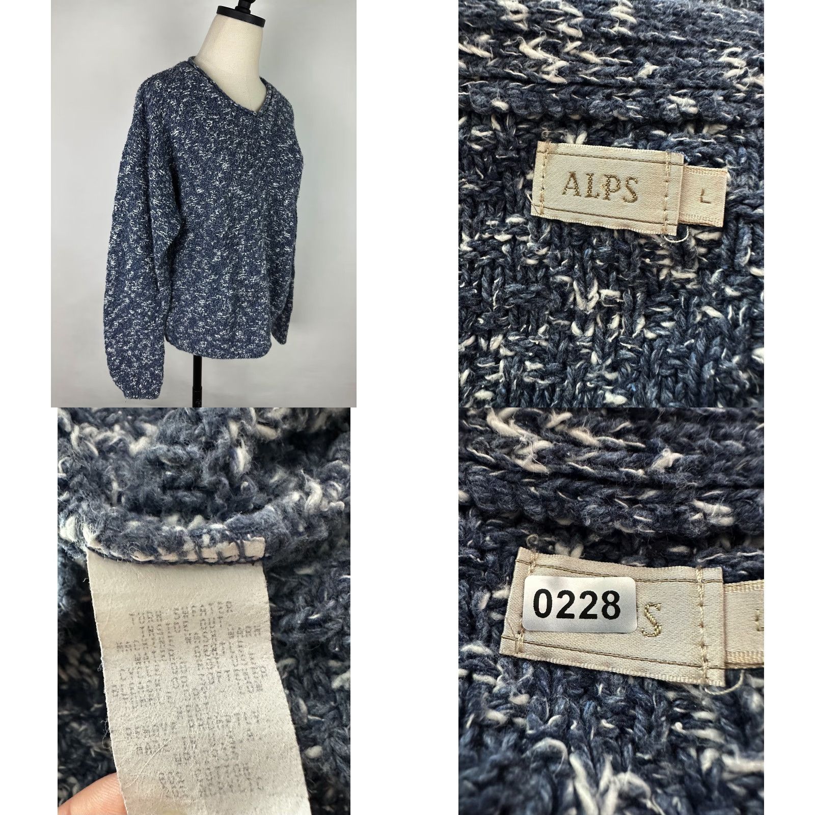 Vintage VINTAGE ALPS Sweater WOMENS L Pullover Knit 90s Chunky Cotton Blend Blue HOLE Decade/Theme: 90s Bohemian Grunge Ski Casual Womens Size L / US 10 / IT 46 - 9 Thumbnail