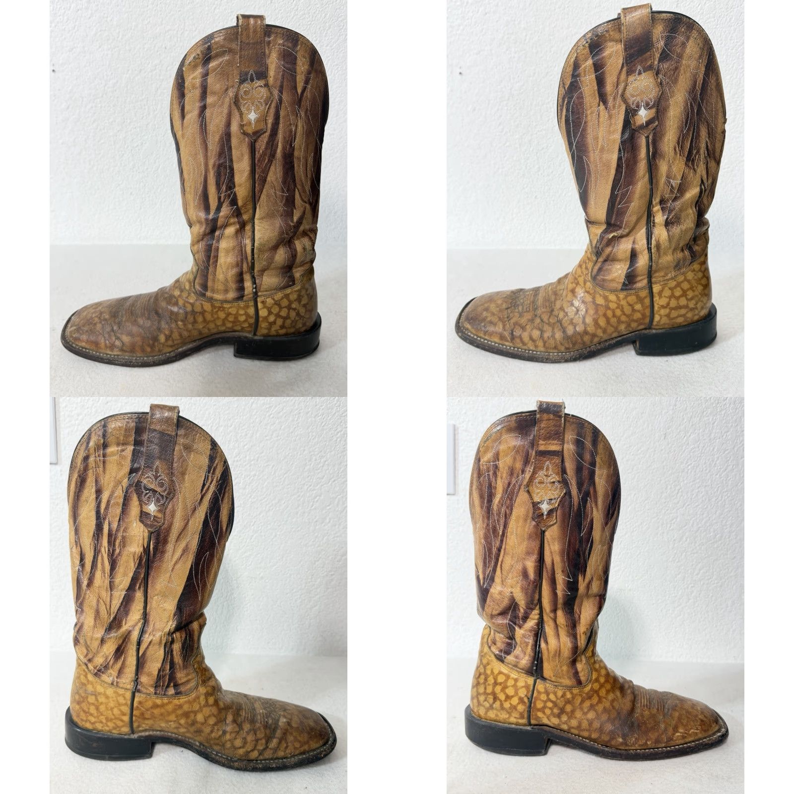 Tony Lama VTG Tony Lama Brown Western Cowboy Boots Men’s 8.5 D Brown Leather Exotic Print Boots Size US 9 / EU 42 - 8 Thumbnail