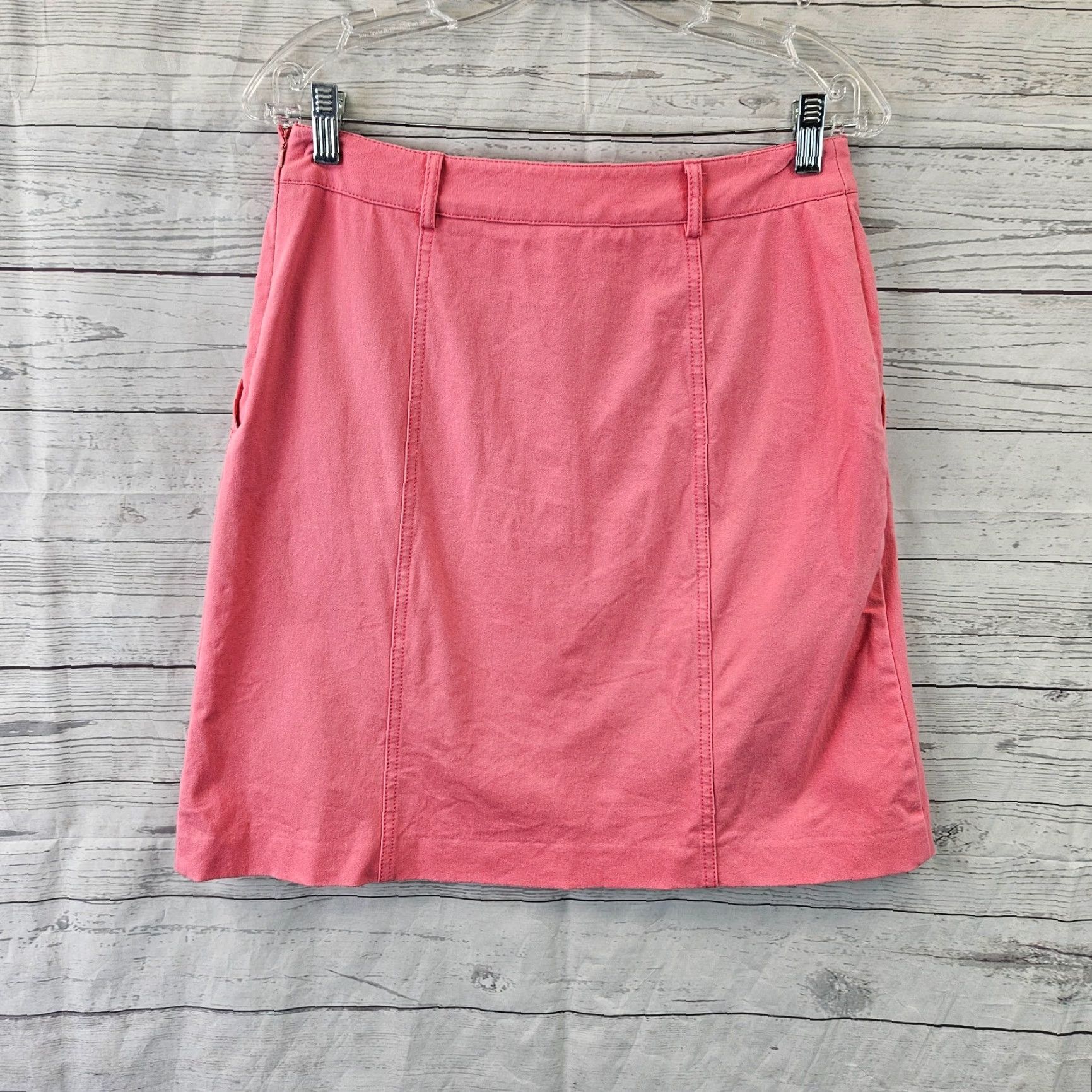 J.McLaughlin J McLaughlin Skirt Womens Sz 4 Solid Pink Button Front Pockets Cotton Blend Size 27" / US 4 / IT 40 - 2 Thumbnail