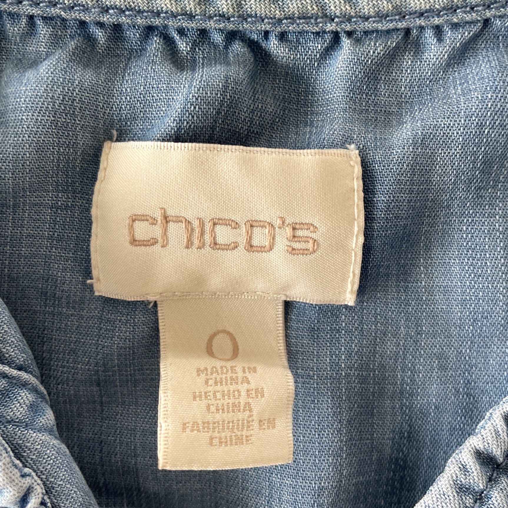 Vintage Chico's Cardigan Women's Blue Chambray Open Front Roll Tab Sleeve Size 4 US 0 4 Lyocell Sweater Regular Size S / US 4 / IT 40 - 3 Thumbnail