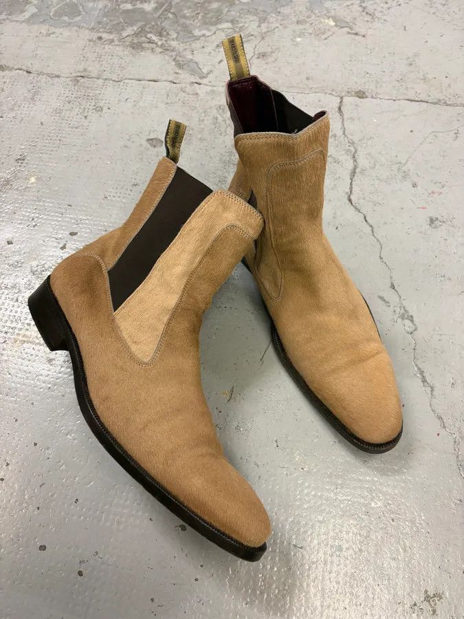 Roberto Cavalli 2000s Roberto Cavalli Beige Ponyhair Chelsea Leather Boots Size US 9 / EU 42 - 5 Thumbnail