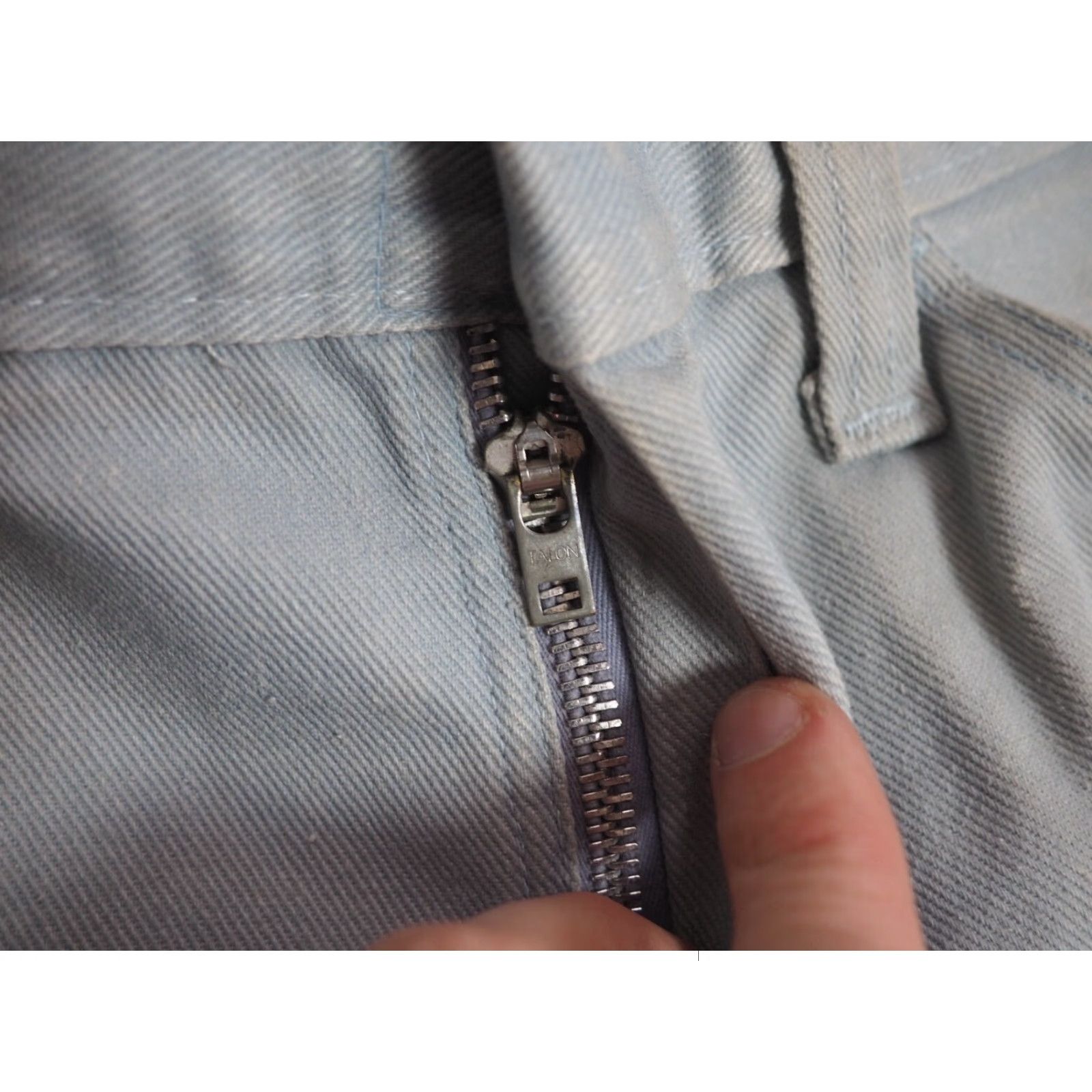 Dickies VTG Dickies Light Blue Gray Distressed 1970s Talon Chino Pants 29x26 Grunge Look Jeans/ Pants Mens Womens Size US 29 - 7 Thumbnail