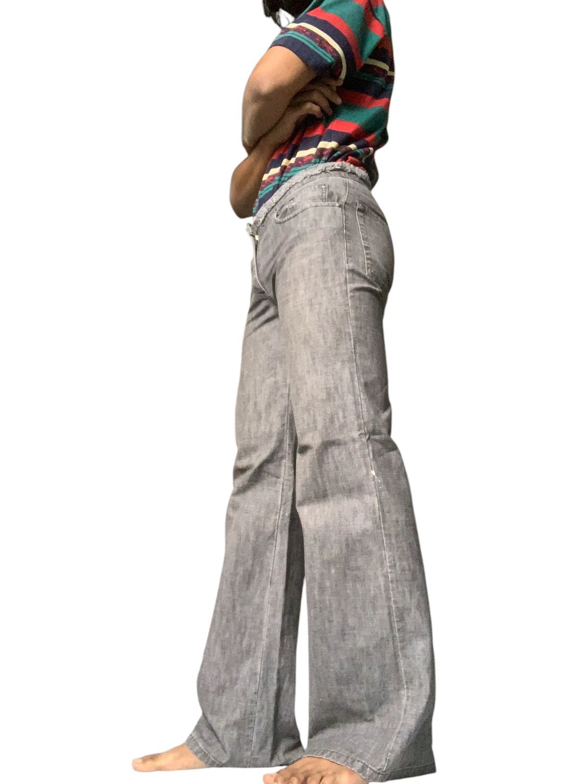 Issey Miyake Zucca Vintage Waist Wide Leg Flare Denim Paint Mark Size US 29 - 2 Thumbnail
