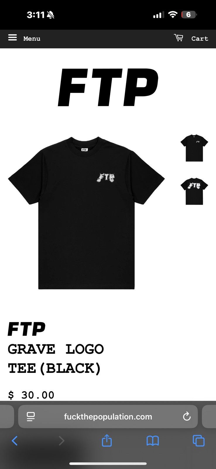 Fuck The Population FTP GRAVE LOGO TEE (BLACK) Size US L / EU 52-54 / 3 - 3 Thumbnail