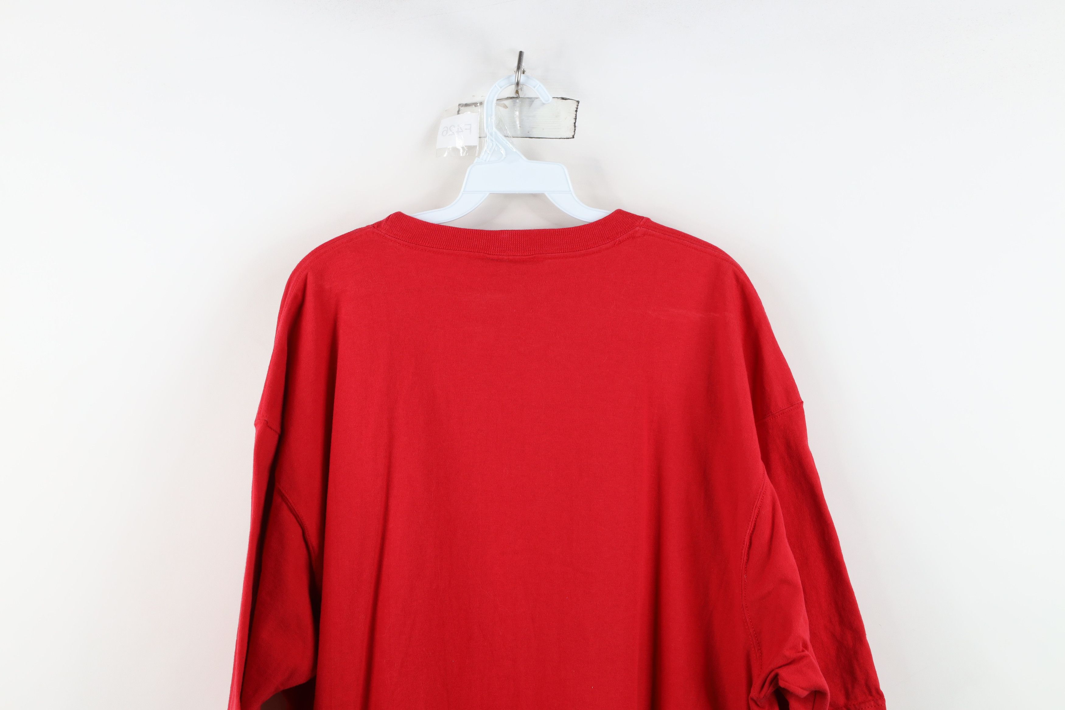 Vintage Vintage 90s Streetwear Heavyweight Baggy T-Shirt Red Cotton Size US XL / EU 56 / 4 - 10 Thumbnail