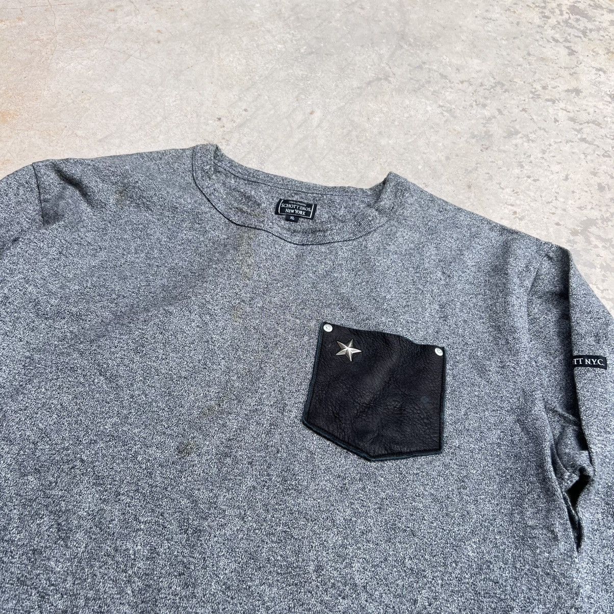 Schott Schott NYC Long Sleeve Tshirt Leather Pocket Size US XL / EU 56 / 4 - 3 Thumbnail
