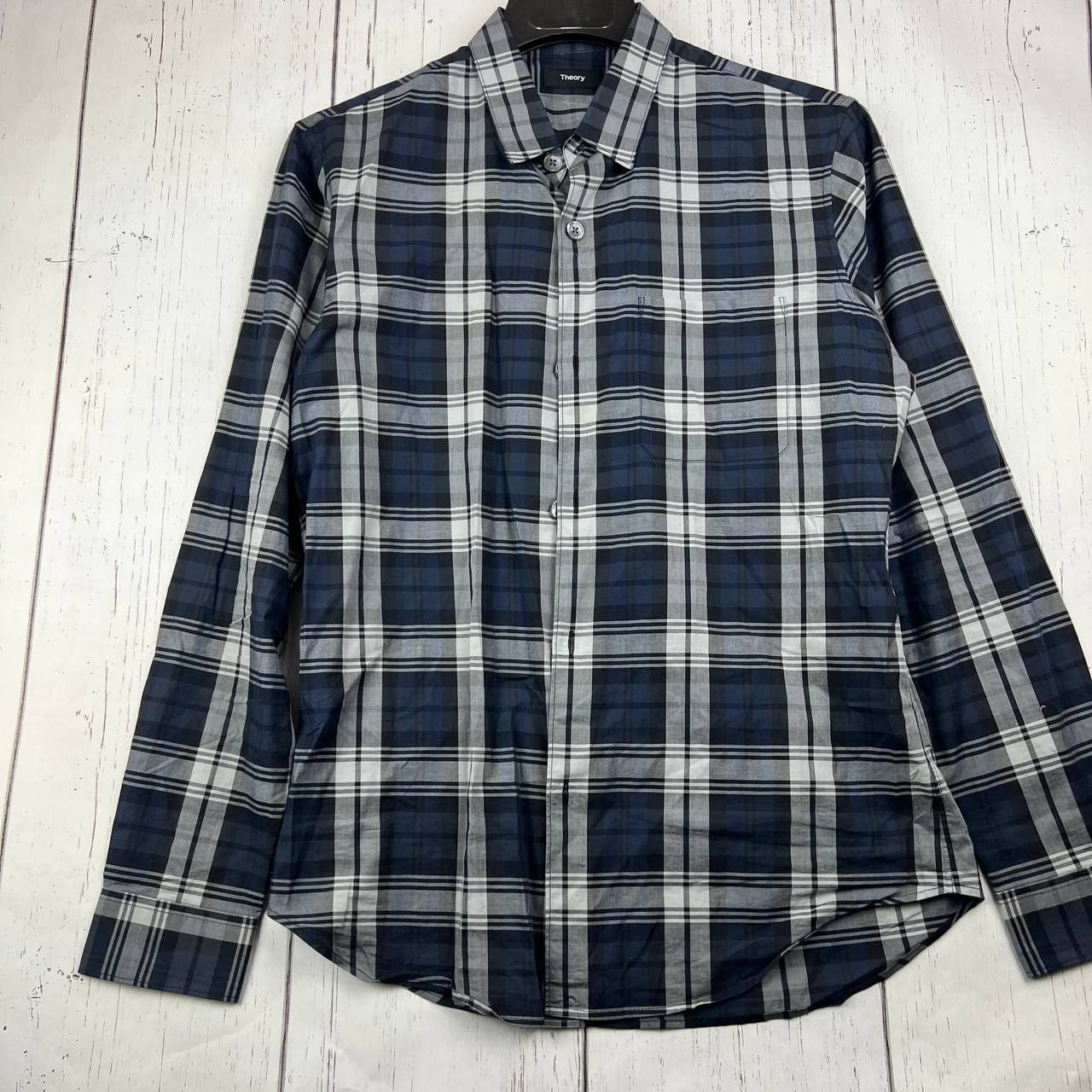 Theory Theory Medium Plaid Long Sleeve Button Down Shirt Blue Men Size US M / EU 48-50 / 2 - 1 Thumbnail