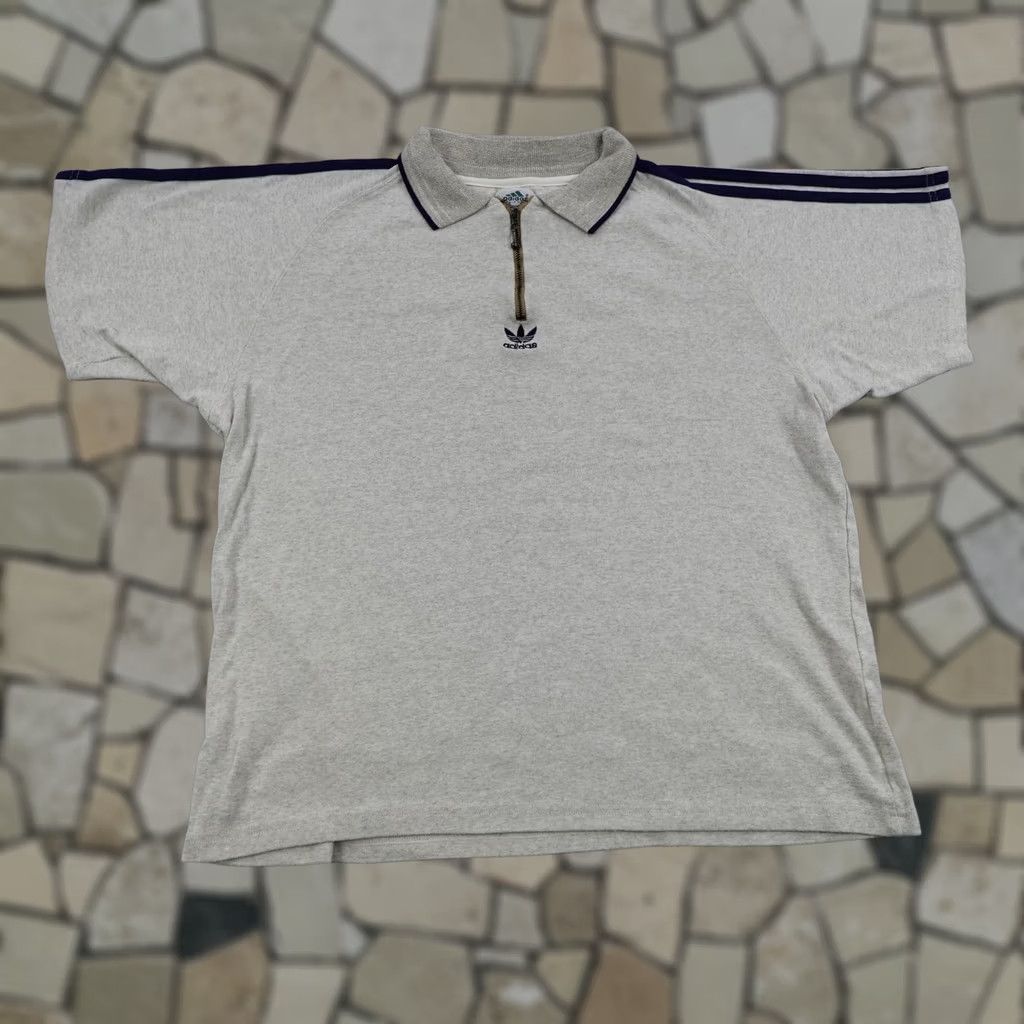 Adidas VINTAGE Adidas Equipment Polo Shirt Men XL Gray Blue Stripe 1/4 Zip Pullover 90s Size US XL / EU 56 / 4 - 1 Thumbnail