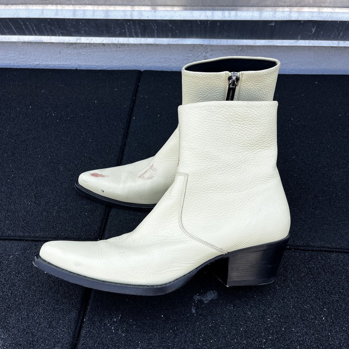 Calvin klein white cowboy boots best sale