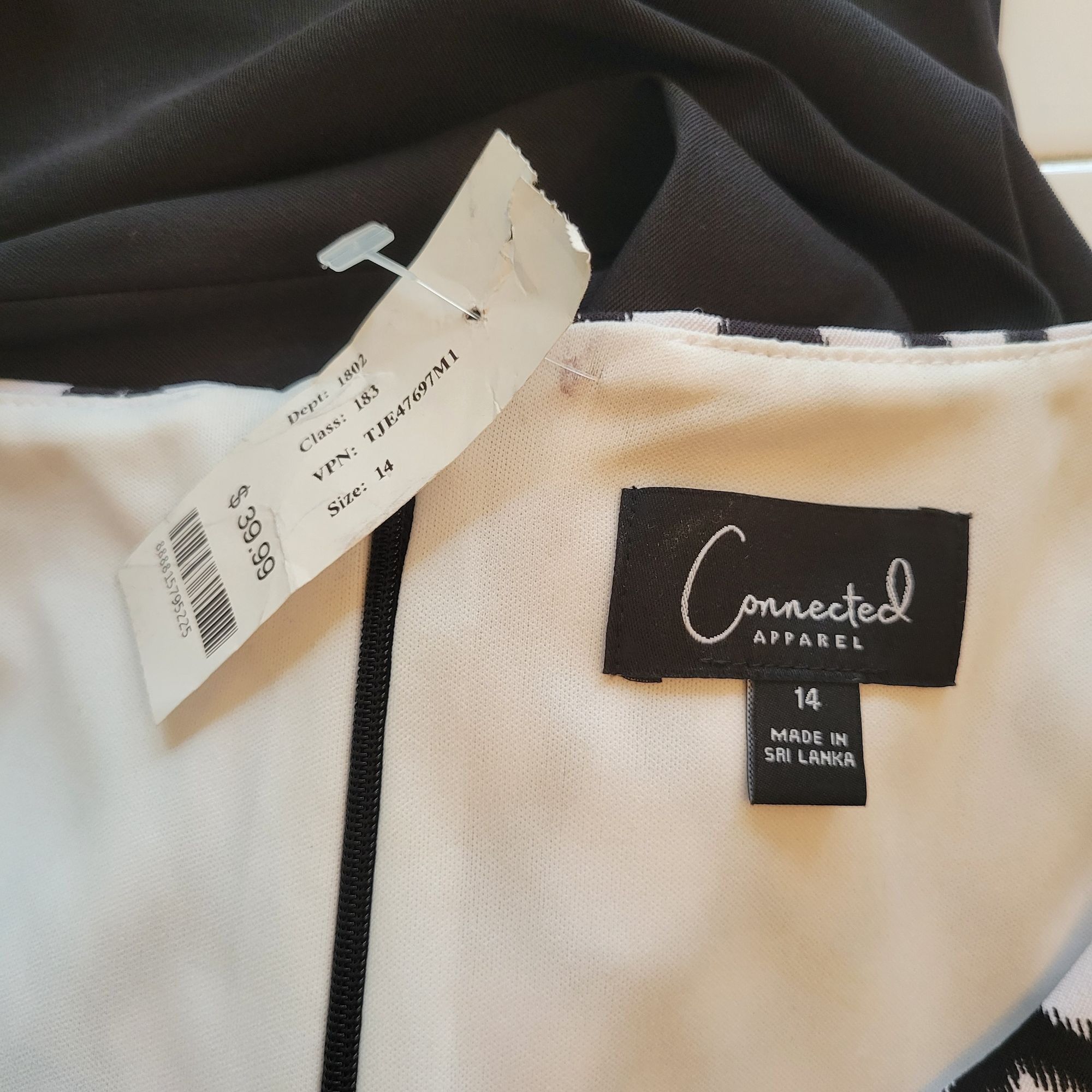 Vintage Connected Apparel Sleeveless Black White Geometric Dress Pin Size XL / US 12-14 / IT 48-50 - 5 Thumbnail