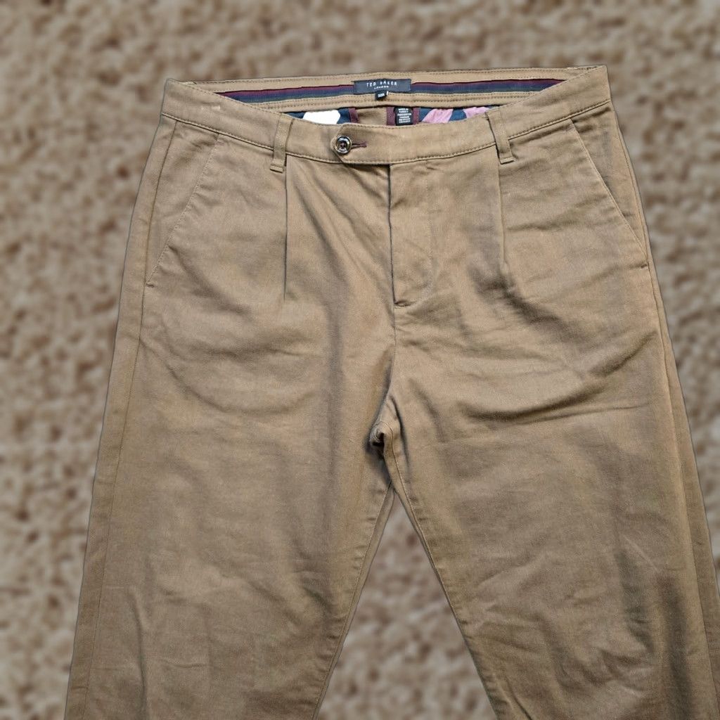 Ted Baker Ted Baker Pants Mens 32 Brown Pleated Cuffed Cropped Classic Casual Preppy Shirt? Size US 32 / EU 48 - 1 Thumbnail