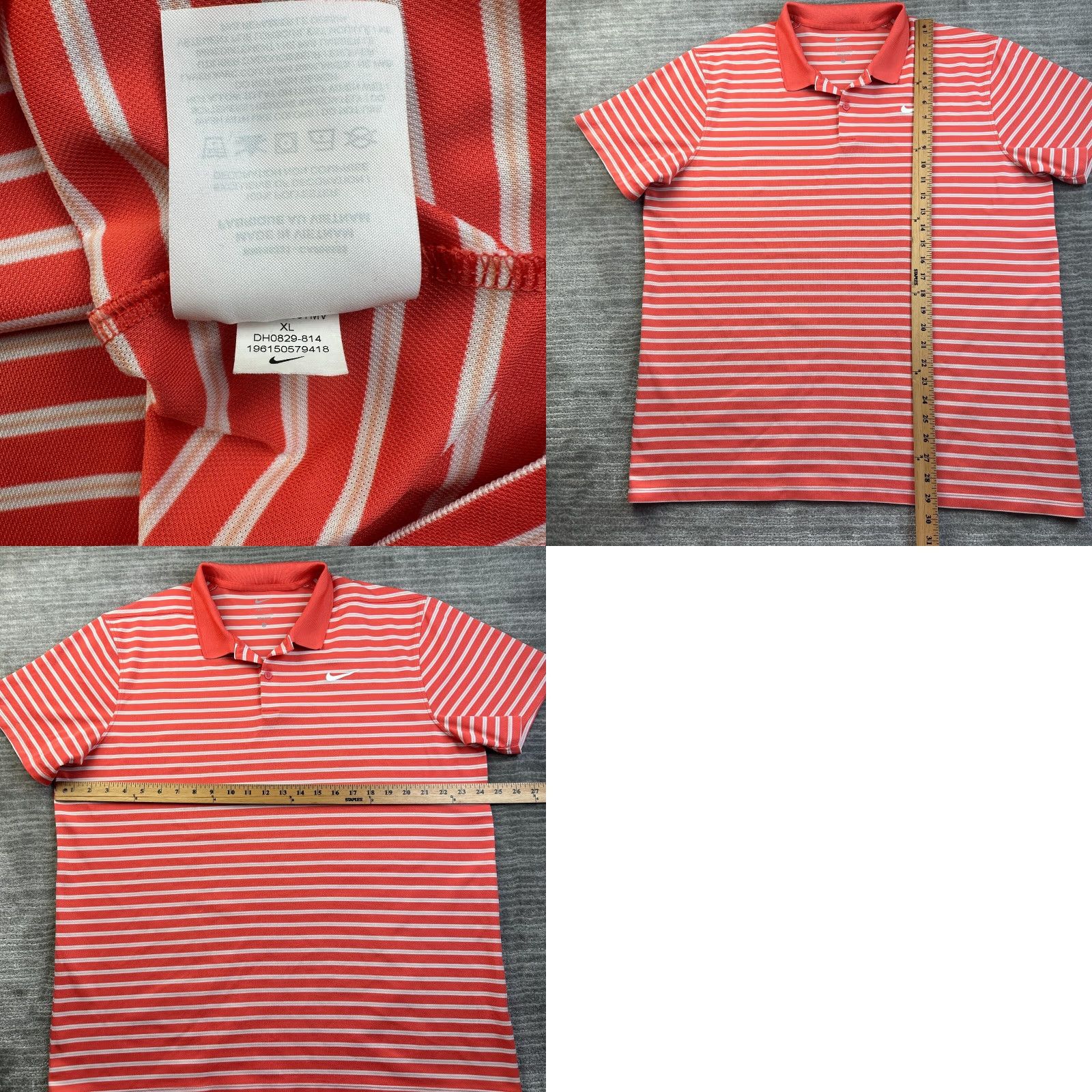 Nike nike polo shirt mens XL orange victory striped dri fit golf Size US XL / EU 56 / 4 - 8 Thumbnail