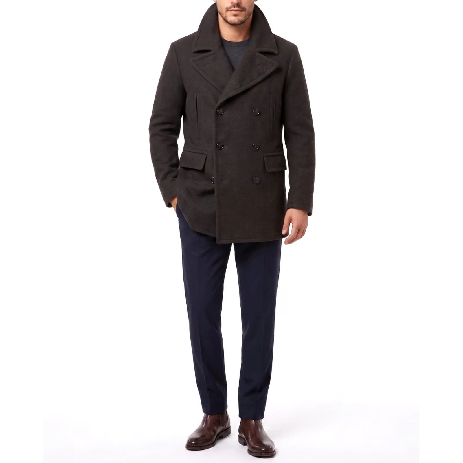 Suitsupply SUITSUPPLY Phoenix Pea Coat Men Size EU 48 Double Breasted Wool MJ6762 Size 48R - 2 Thumbnail