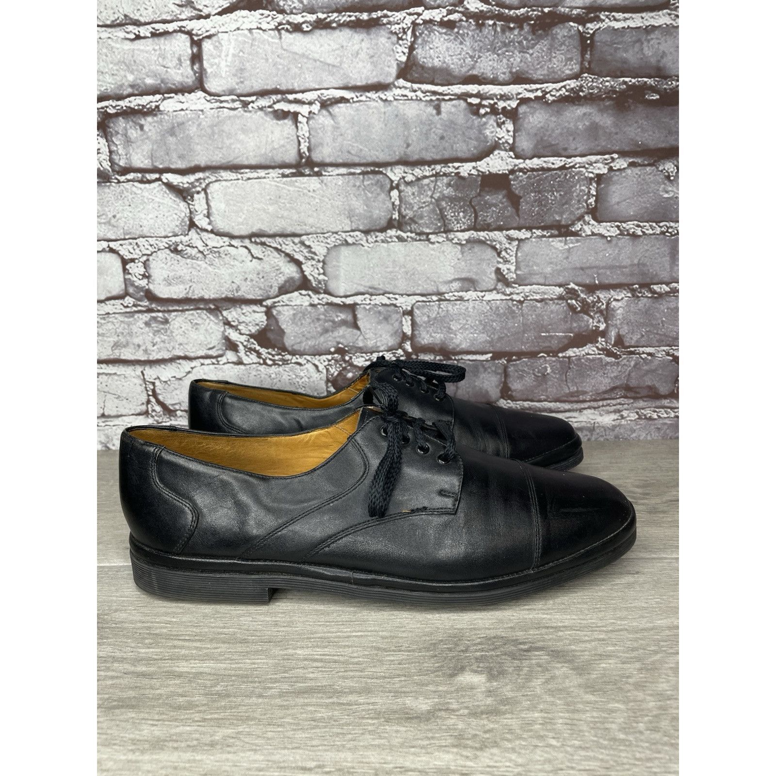Other Michel Lazardi Black Leather Cap Toe Oxfords Lace Shoes Men Size US 11.5 / EU 44-45 - 22 Thumbnail