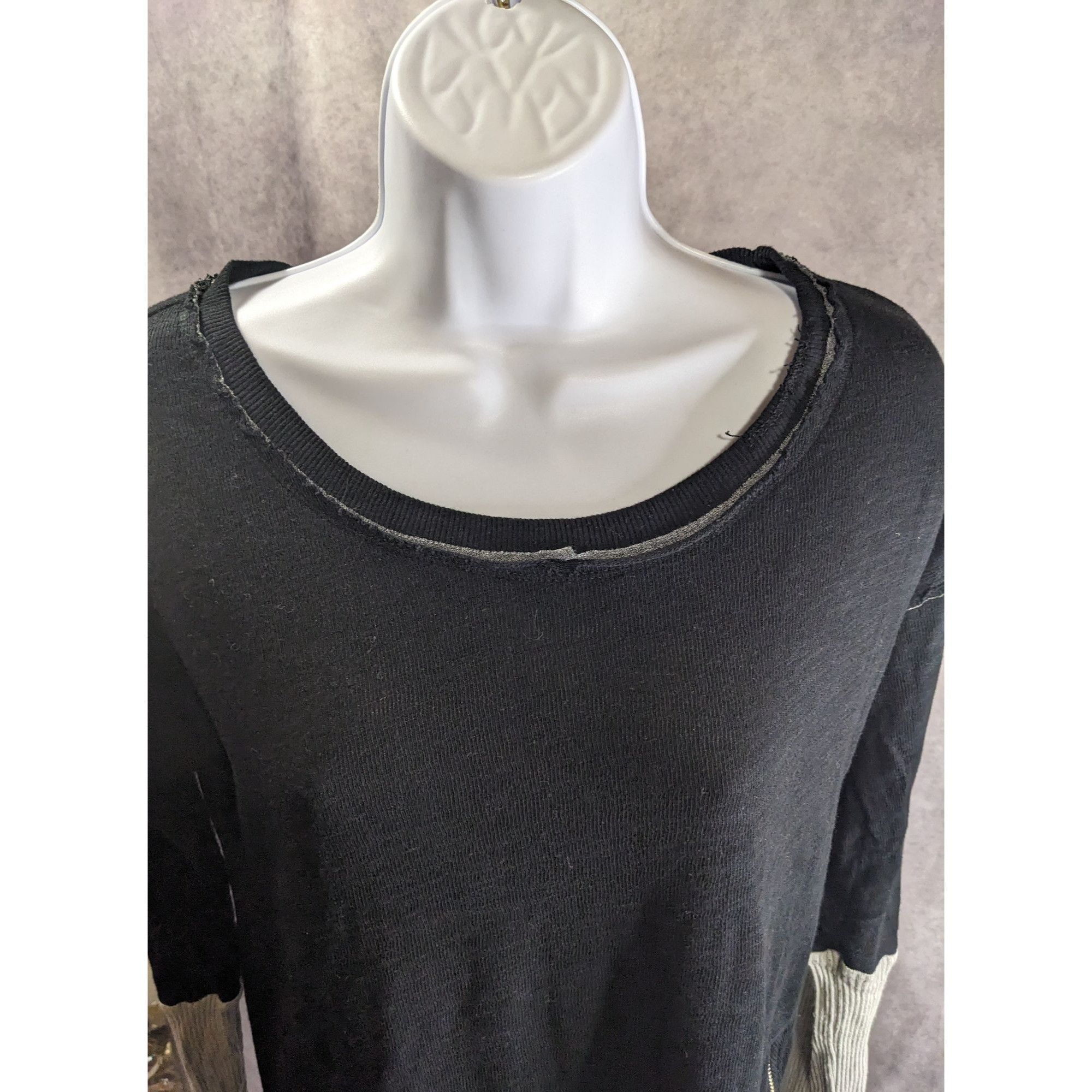 Other Americanable Black Grunge Top With Distressed Hem & Grey Rib Size S / US 4 / IT 40 - 5 Thumbnail