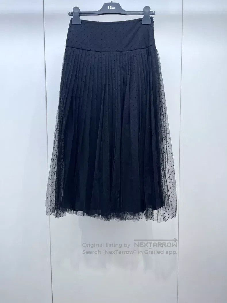 Dior Dior Black polka dot pleated gauze skirt Size 24" / US 00 / IT 34 - 1 Thumbnail