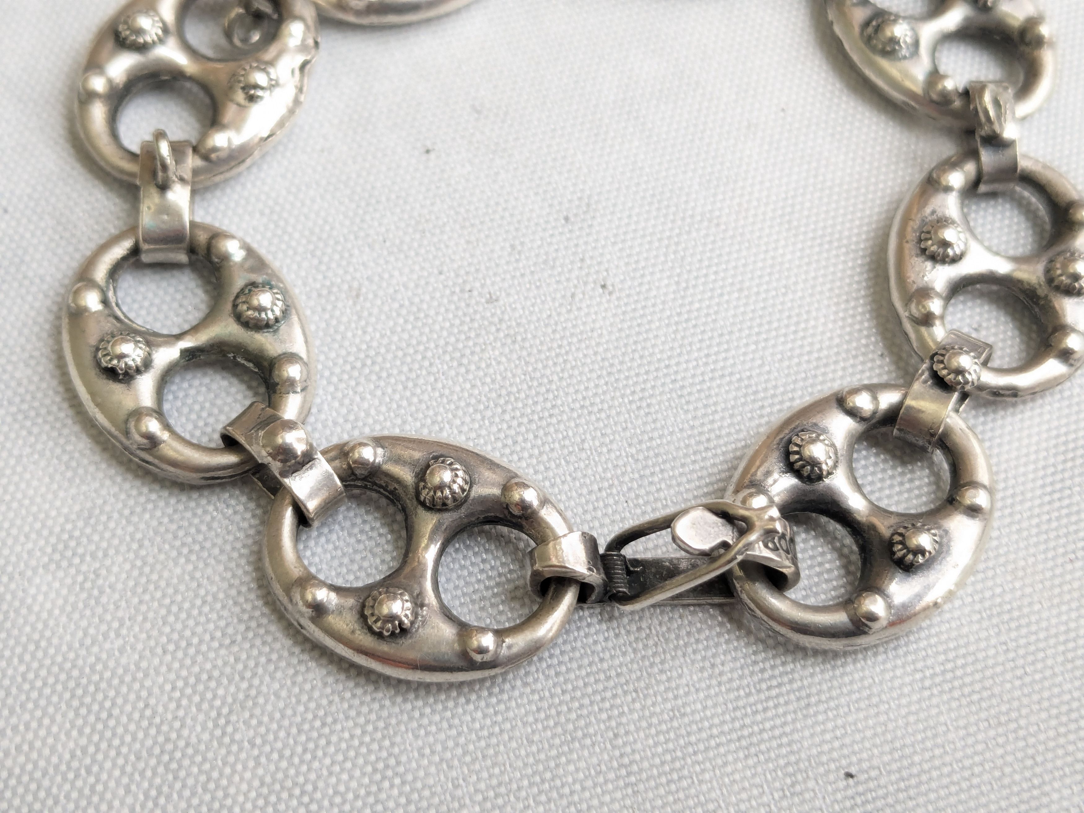 Jewelry .800 Silver Bracelet Anchor Mariner Puffy Hollow 7.25" Size ONE SIZE - 4 Thumbnail