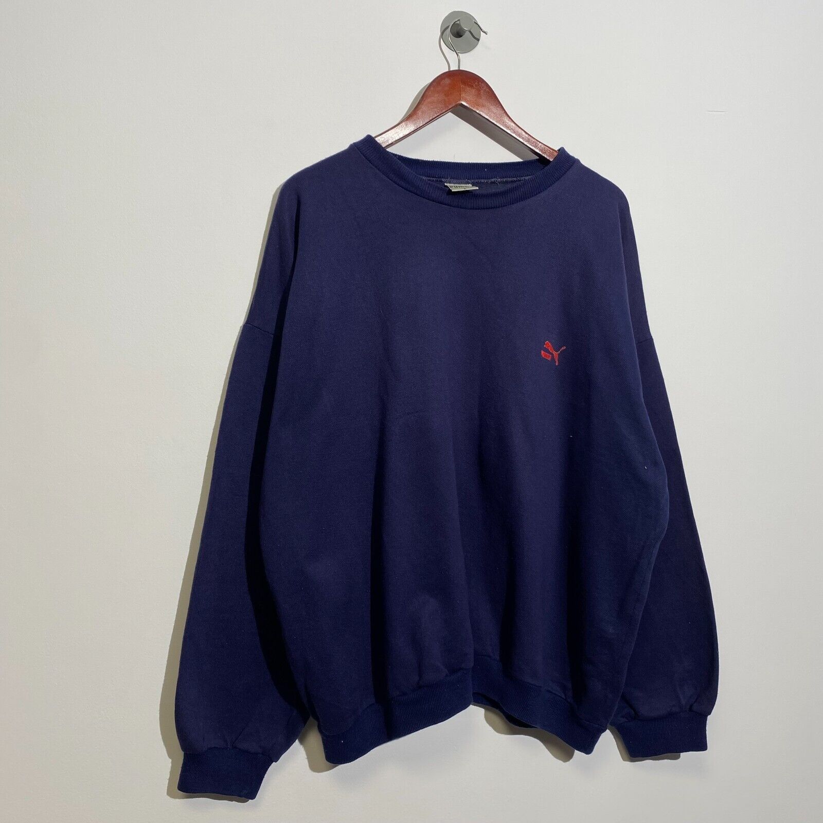 Puma × Vintage Vintage Puma Unisex Navy Blue Acrylic Crewneck Size XL 90s Size US XL / EU 56 / 4 - 2 Thumbnail