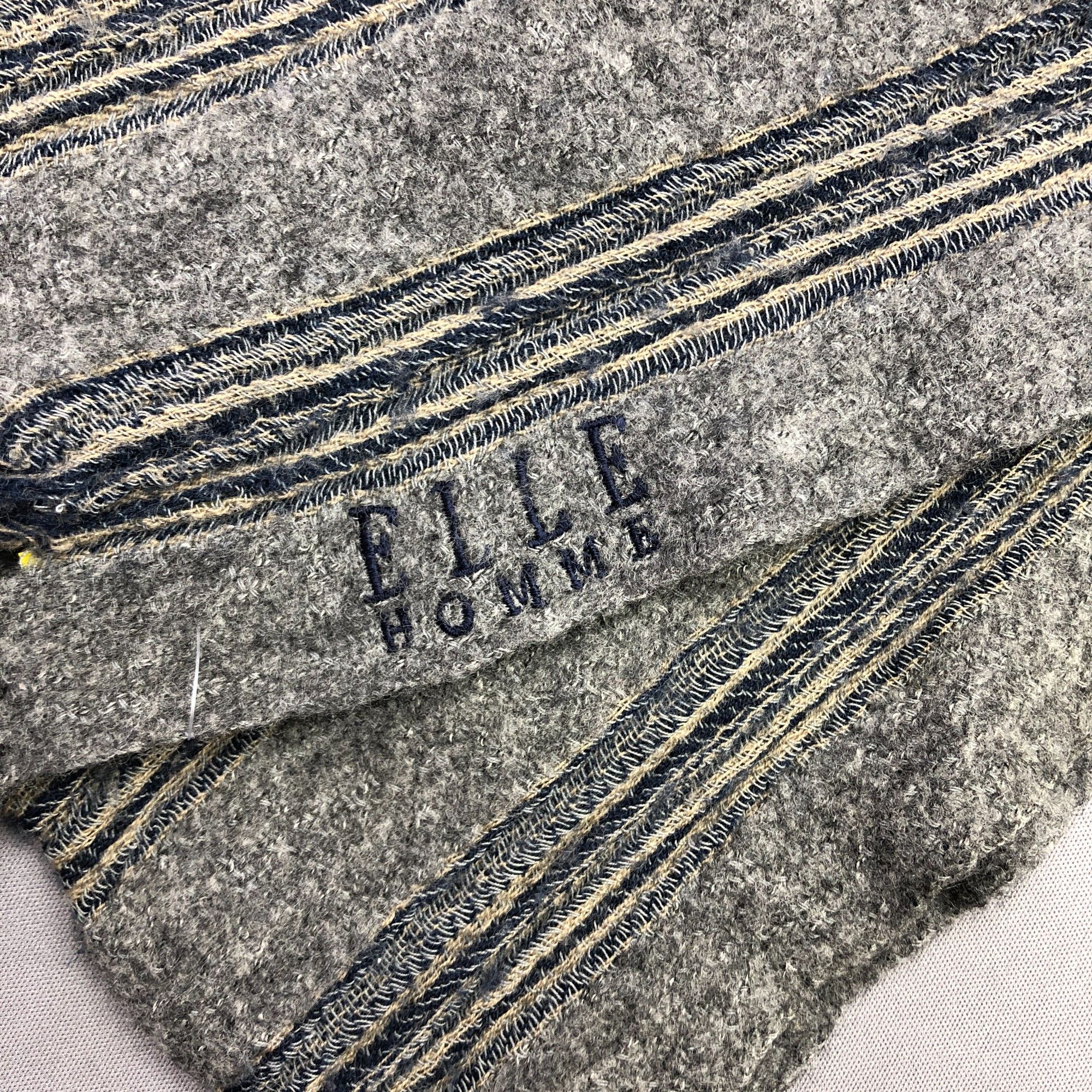 Japanese Brand Vintage 90s Elle Homme Scarf Muffler Wool Winter Scarves Size ONE SIZE - 4 Thumbnail