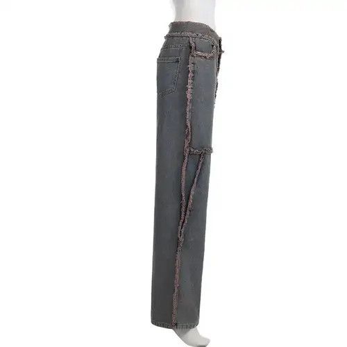 Jean Vintage Tassel Fur Trim Patchwork Jeans Size 27" / US 4 / IT 40 - 3 Thumbnail