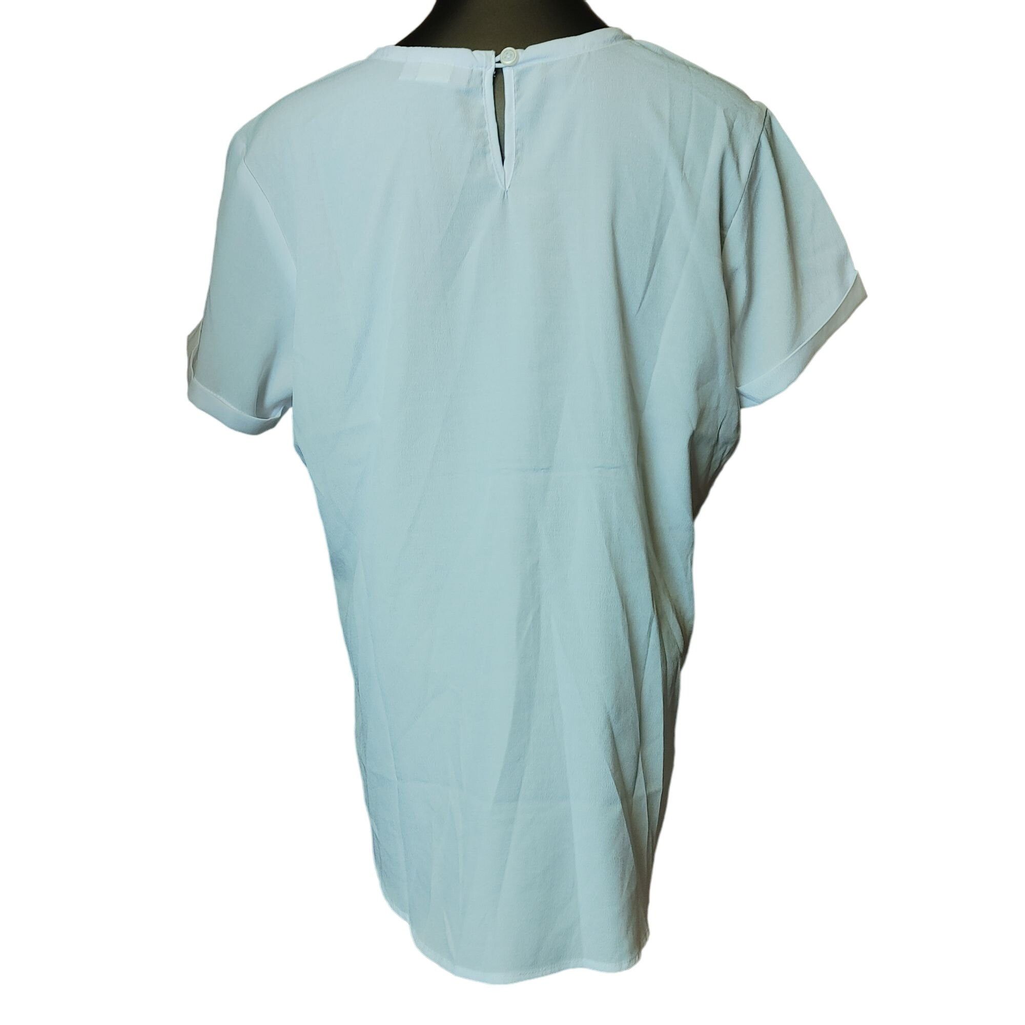 Other CW CLASSIC Womens L White Pleated Front Short Cuffed Sleeve Size L / US 10 / IT 46 - 2 Thumbnail