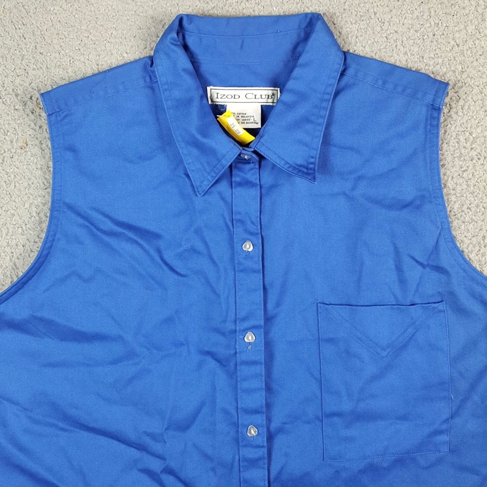 Izod VINTAGE IZOD Royal Blue Sleeveless Button-Up Collared Shirt Size L Women’s Western Shirt Size L / US 10 / IT 46 - 2 Thumbnail