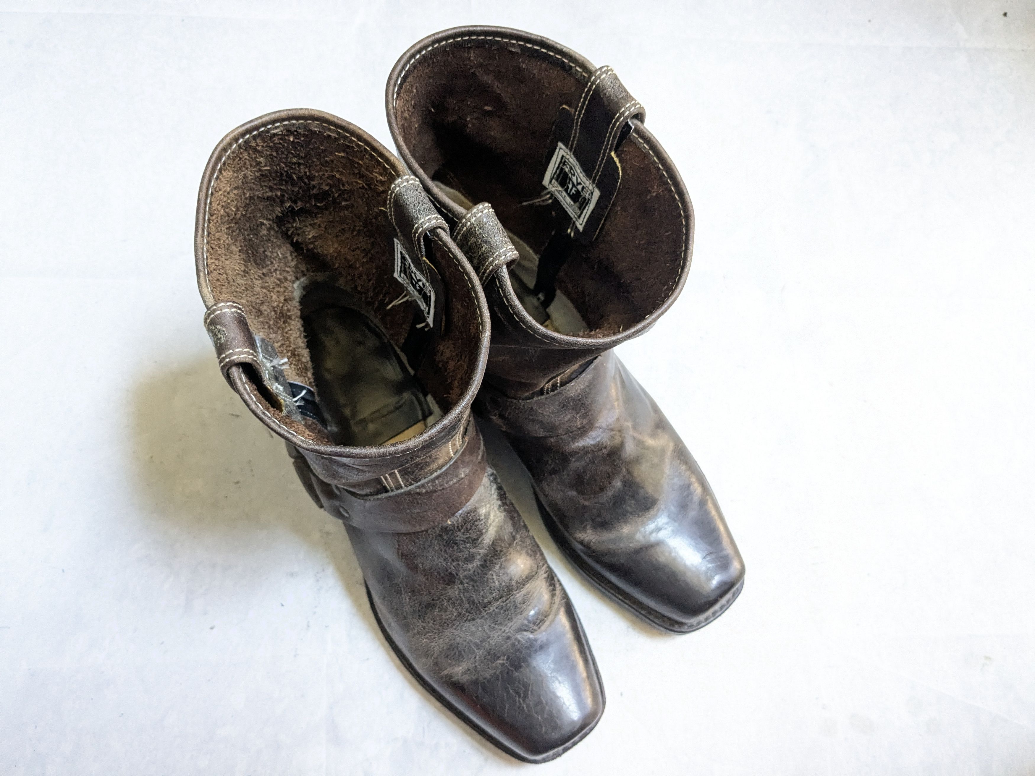 Frye Frye Harness Boots Brown Leather 12 M USA Buckle Strap Size US 12 / EU 45 - 2 Thumbnail