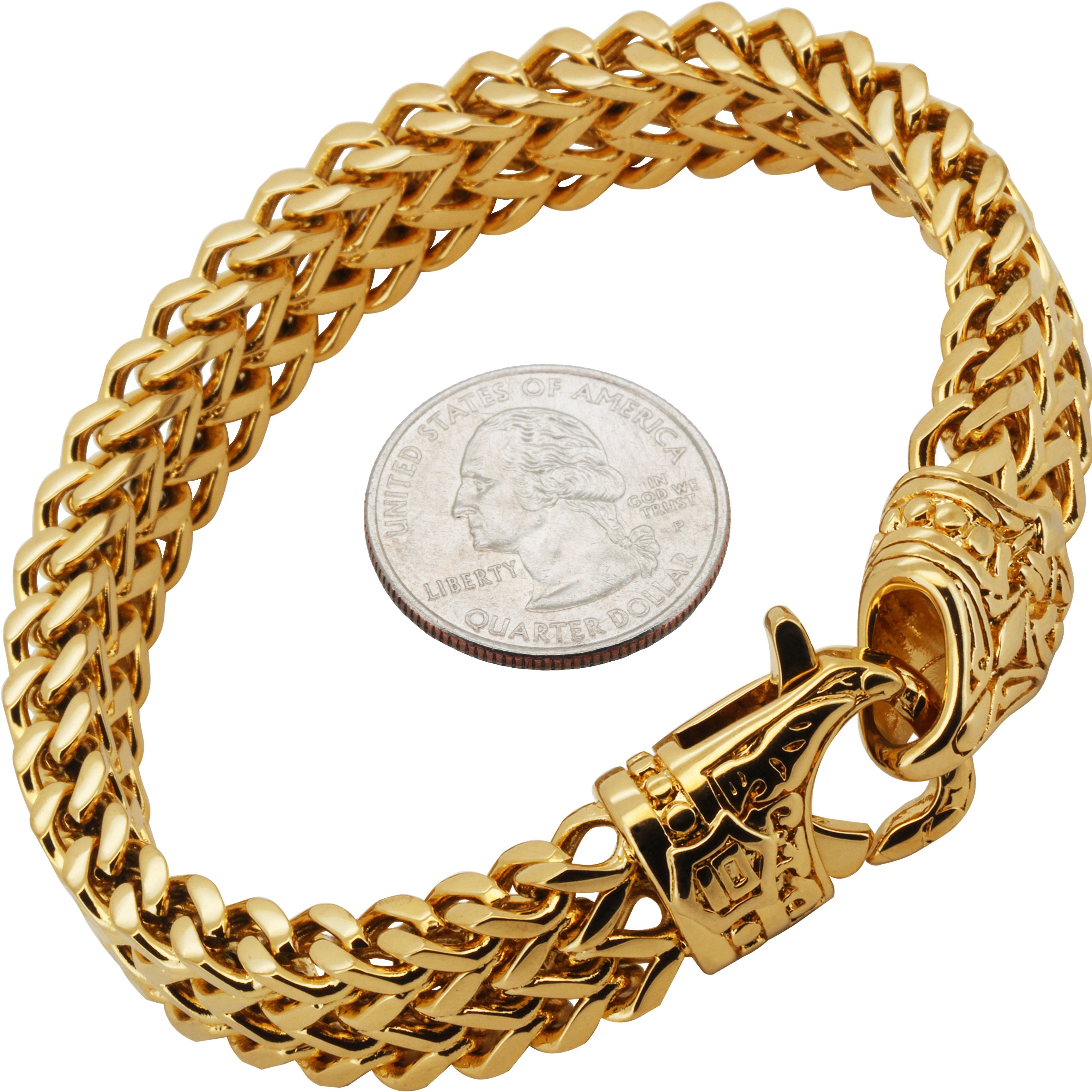 Other 316L SS 18k GP 12mm Double Row Franco Bracelet 8.5” Size ONE SIZE - 1 Thumbnail